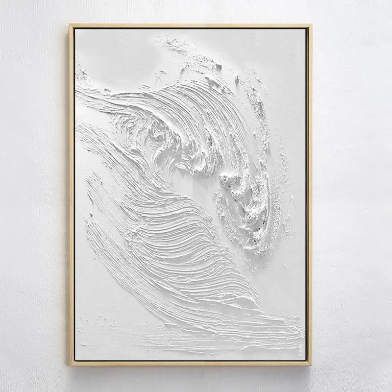 White Minimalist Textured Painting Canvas #MM001-Vertical