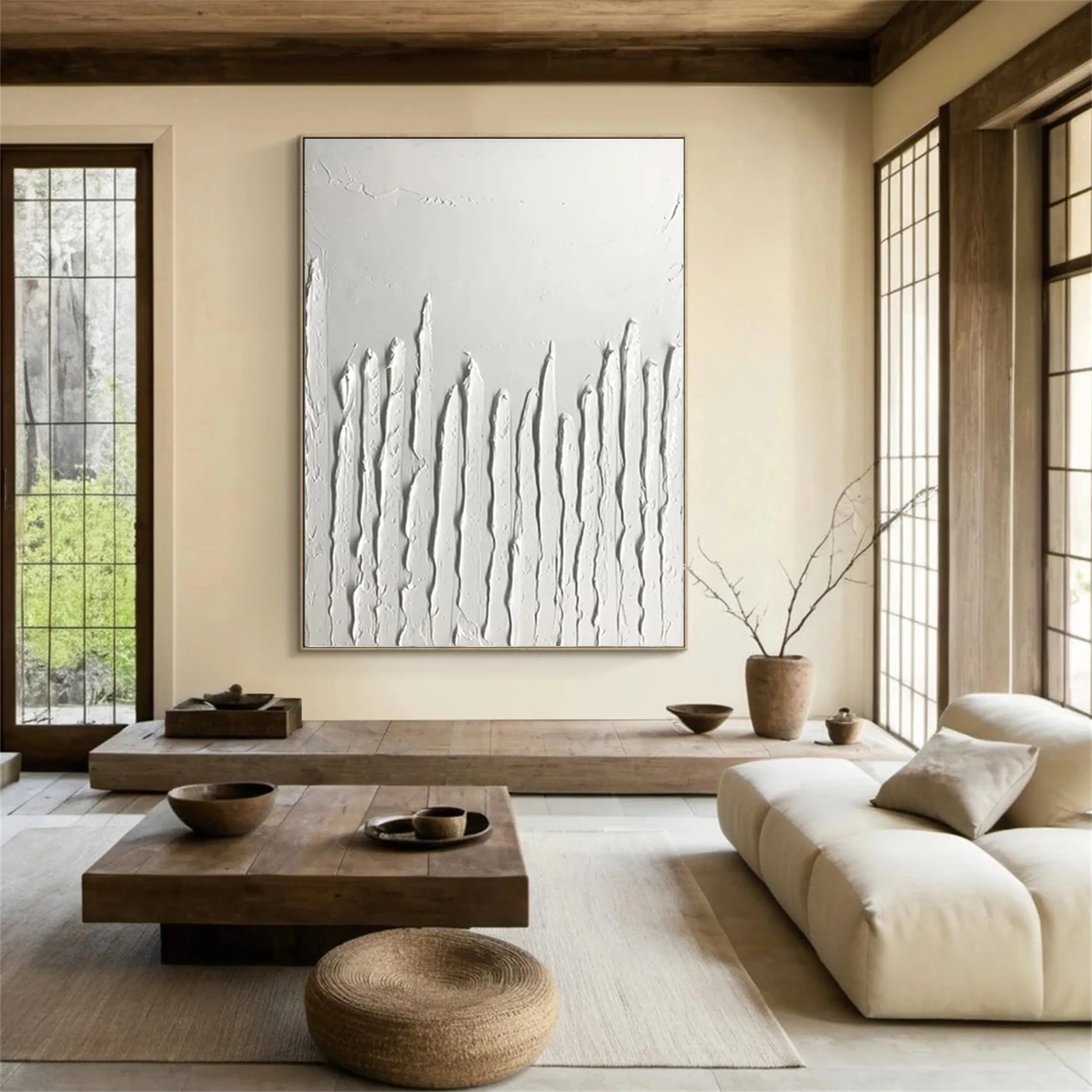 White Minimalist Textured Painting Canvas #MM178