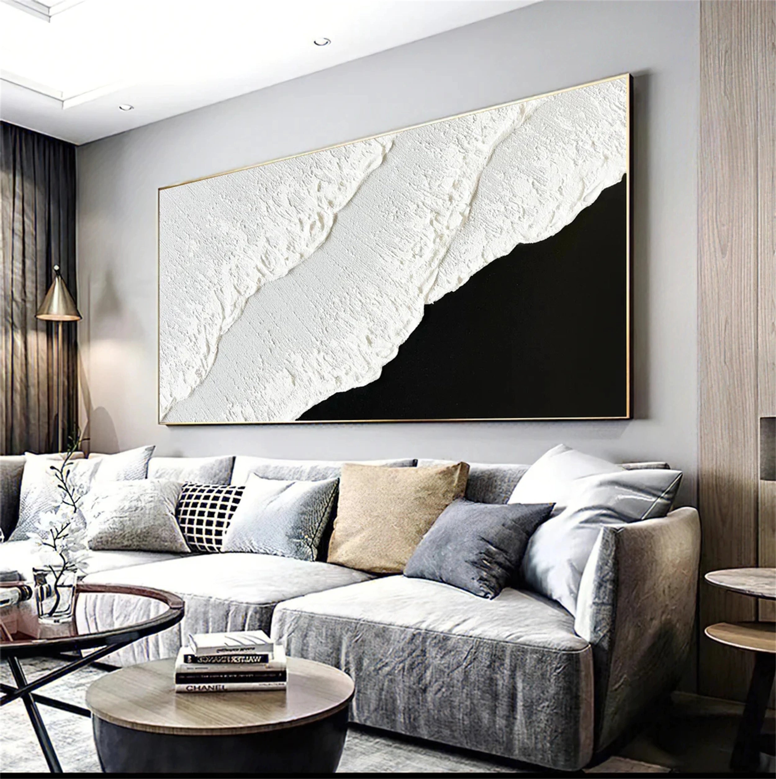 Black White Textured Minimalist Wall Art #MZ054