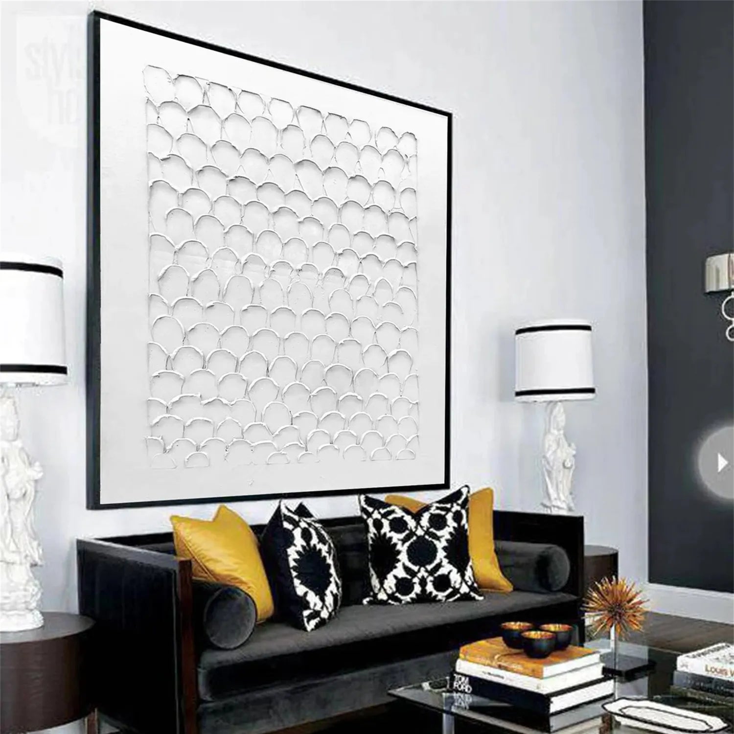 White Minimalist Textured Painting Canvas #MM275