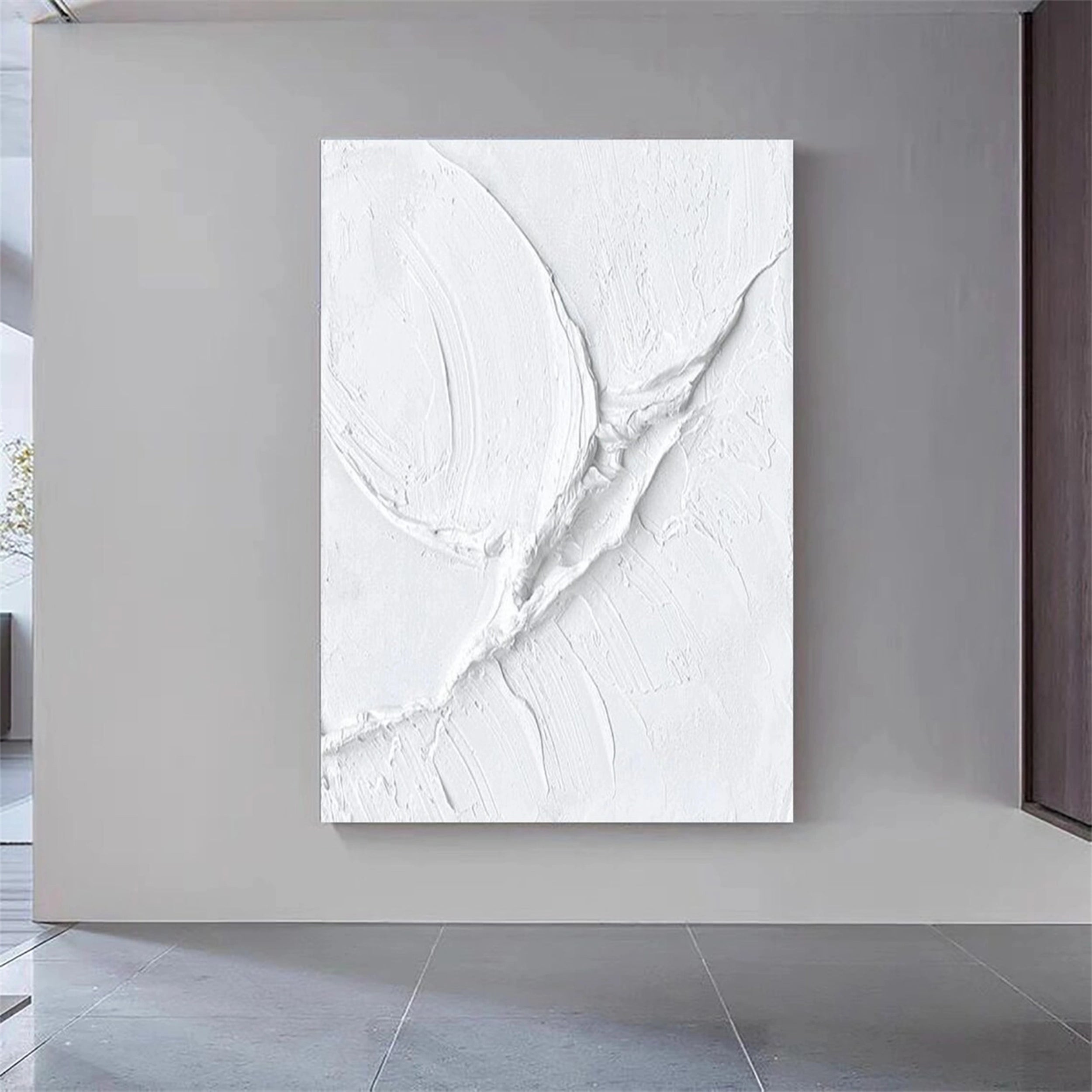 White Minimalist Textured Painting Canvas #MM161