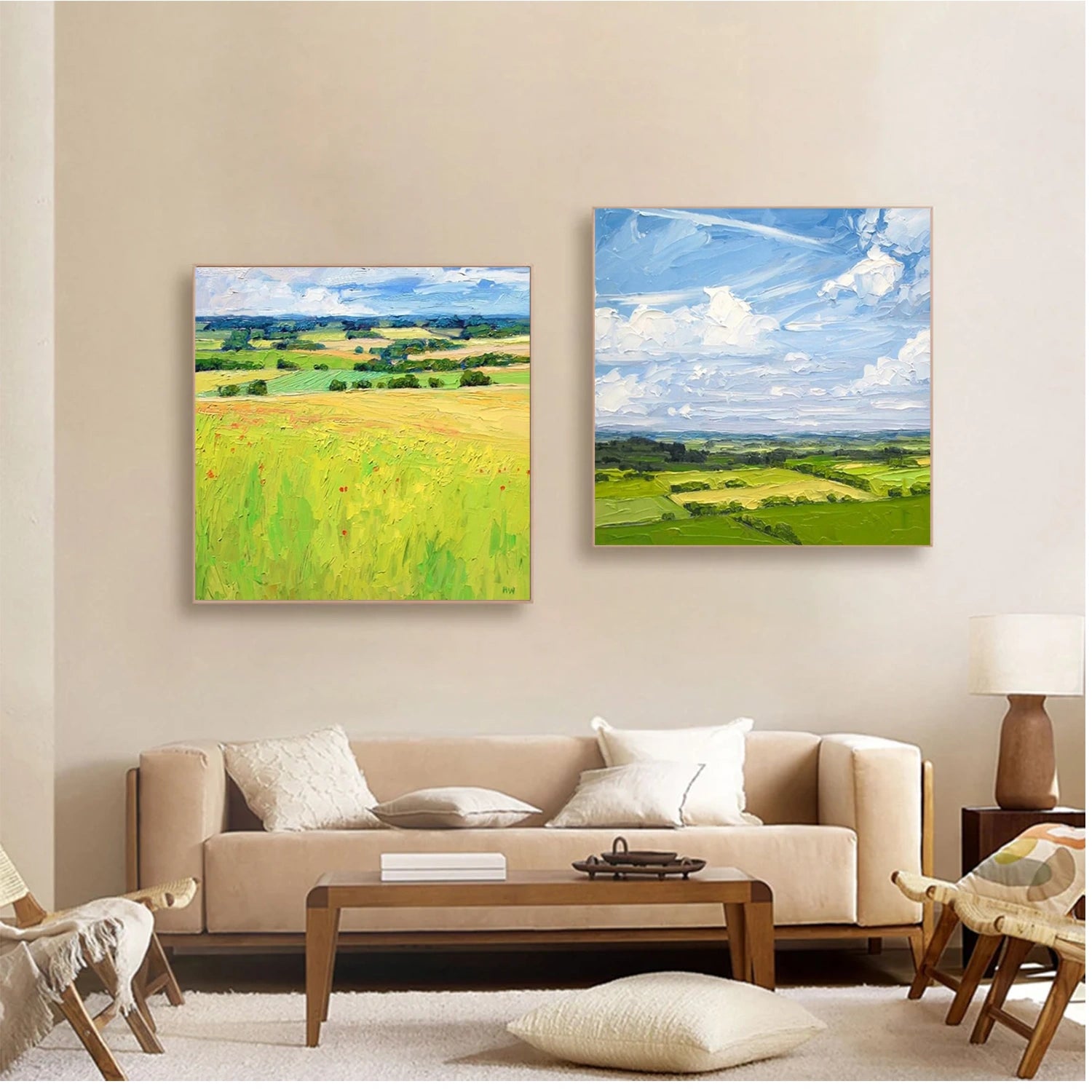 Abstract Urban Squsre Set of 2 Landscape Painting #UL 040