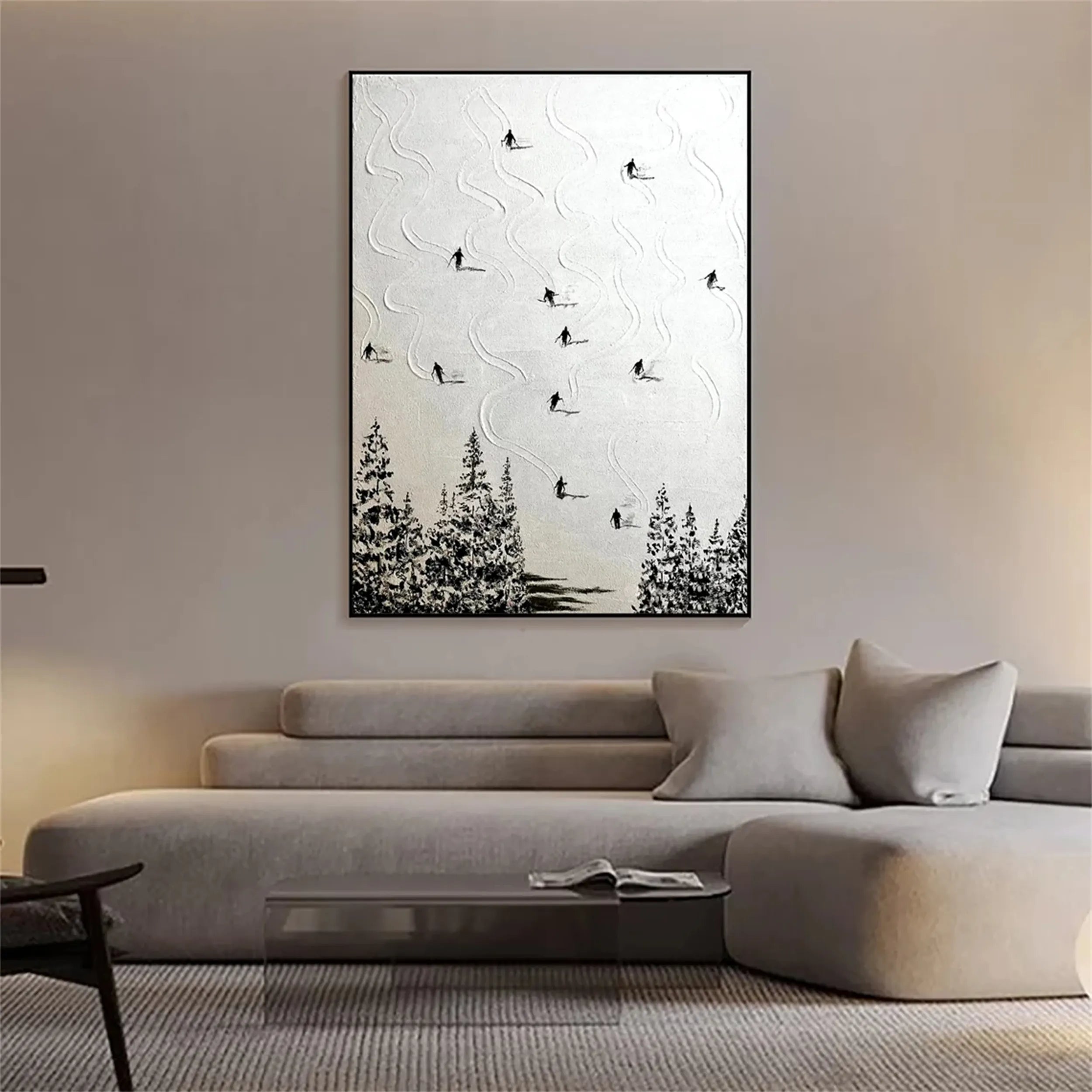 Skiing Sport Art Textured Painting Canvas #MM217