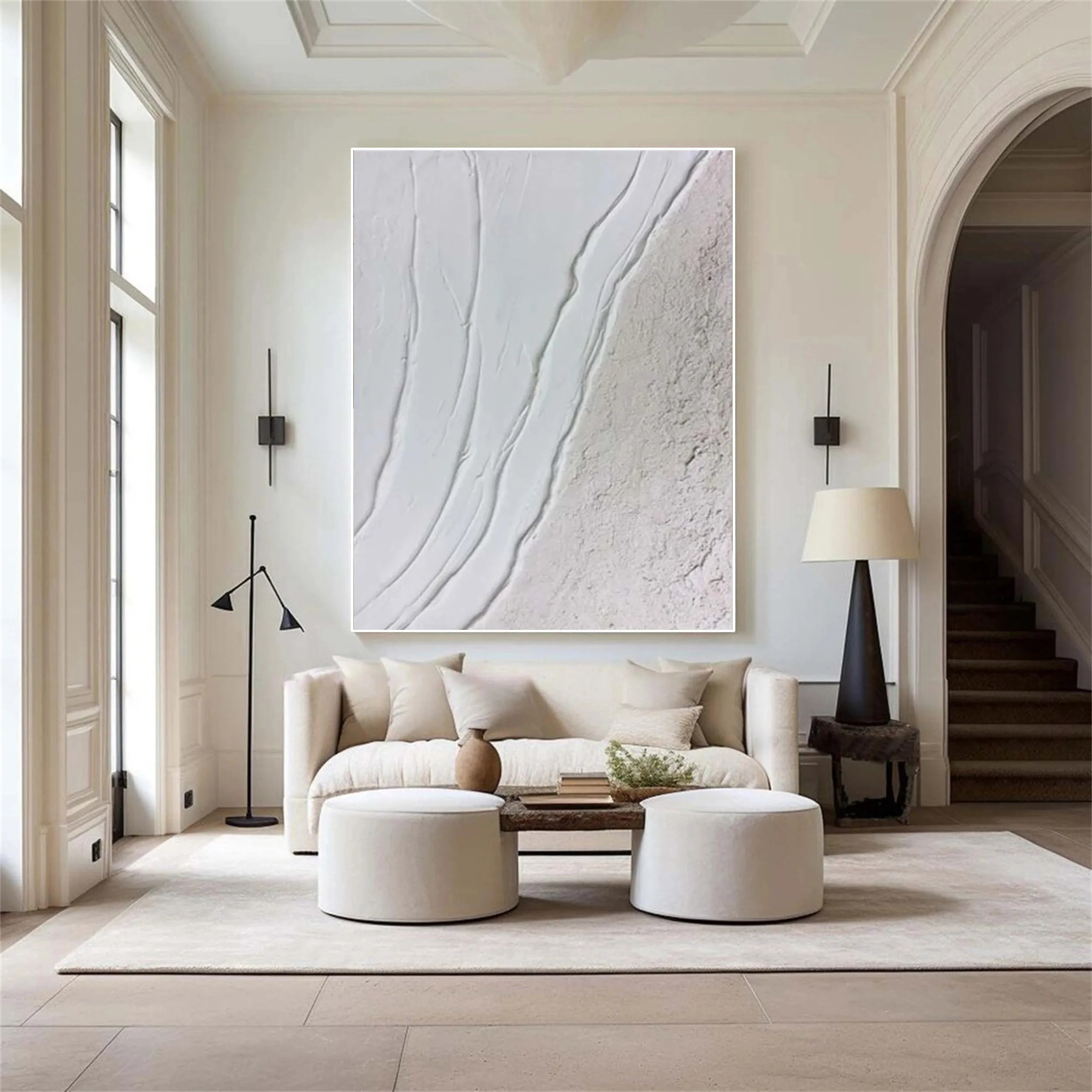 White Minimalist Textured Painting Canvas #MM170