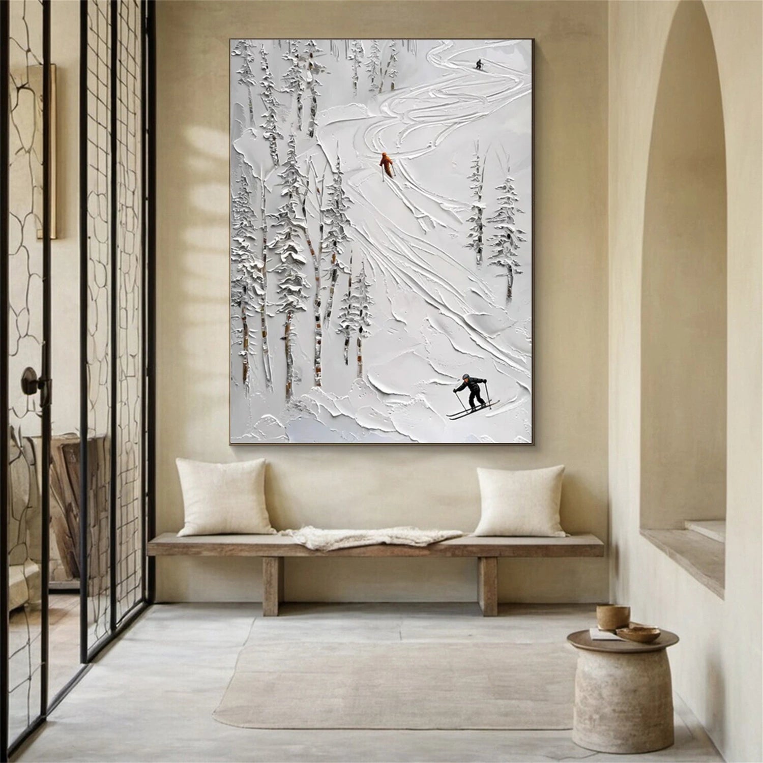 Custom Size Skiing Sport Art Textured Painting Canvas #SP030