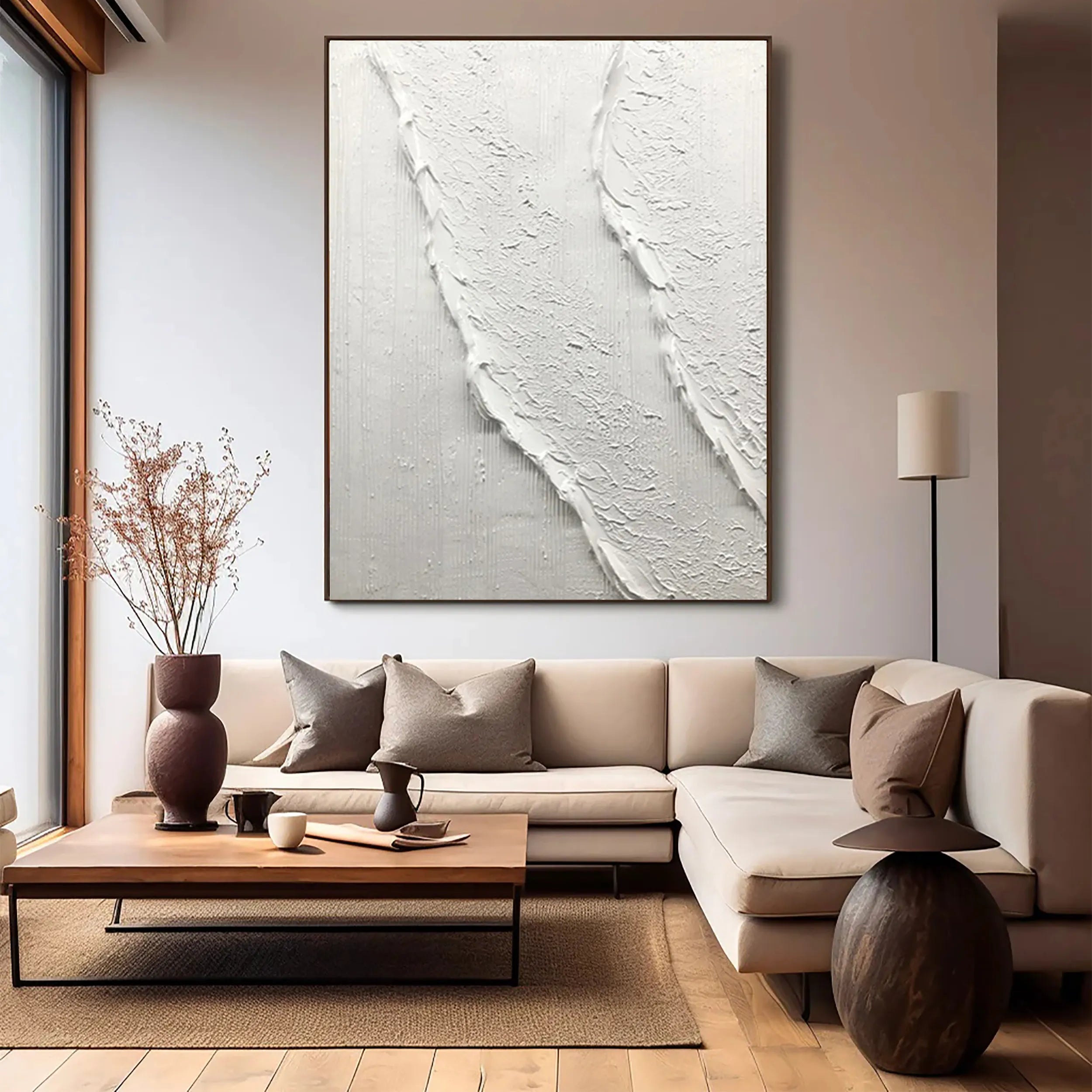 White Minimalist Textured Painting Canvas #MM179