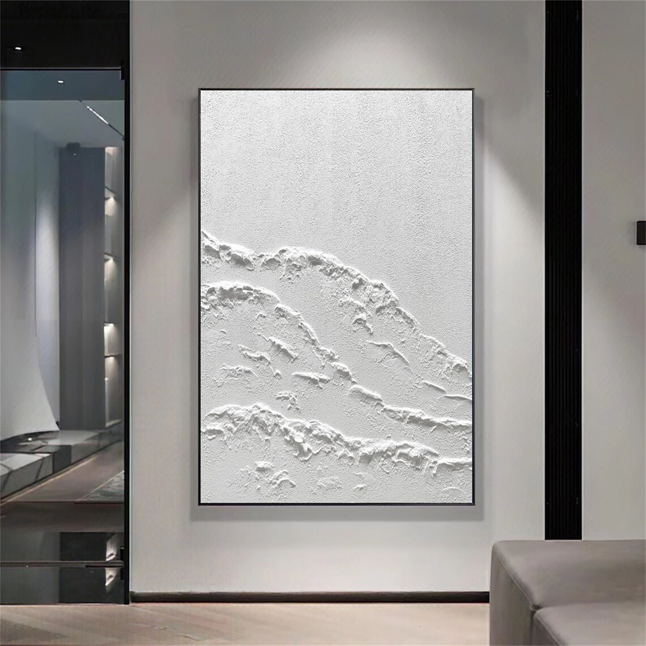 White Minimalist Textured Painting Canvas #MM101