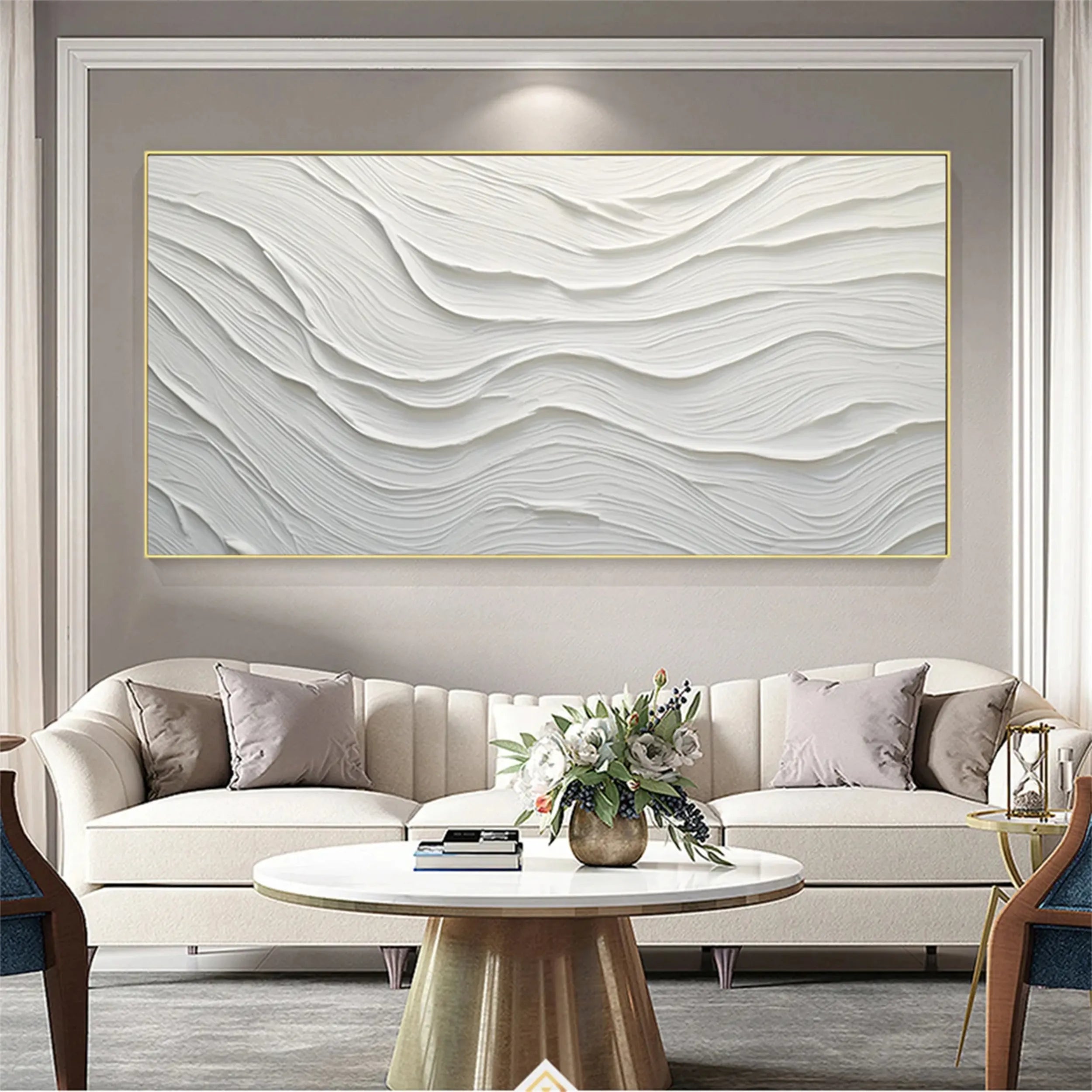 White Minimalist Textured Painting Canvas #MM180
