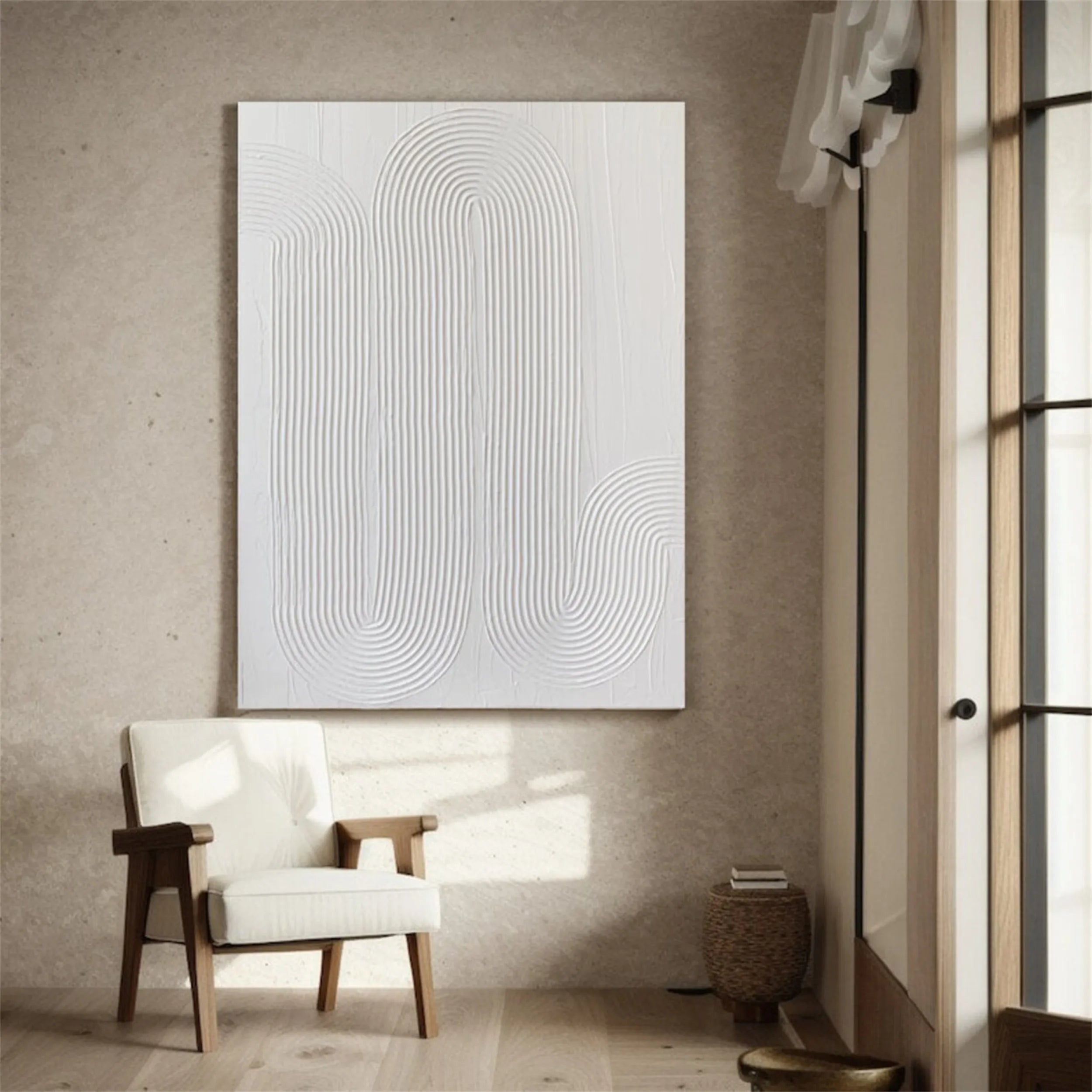 White Minimalist Textured Painting Canvas #MM207
