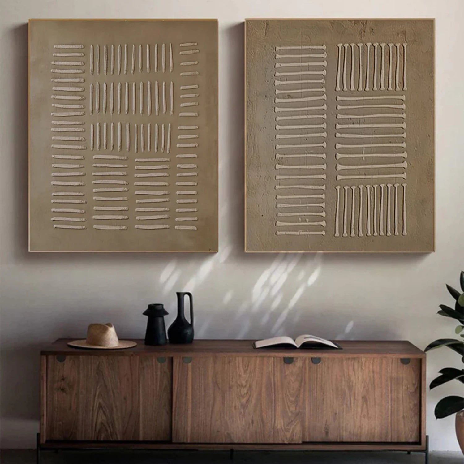 Beige & Brown Abstract Set of 2 #BB153