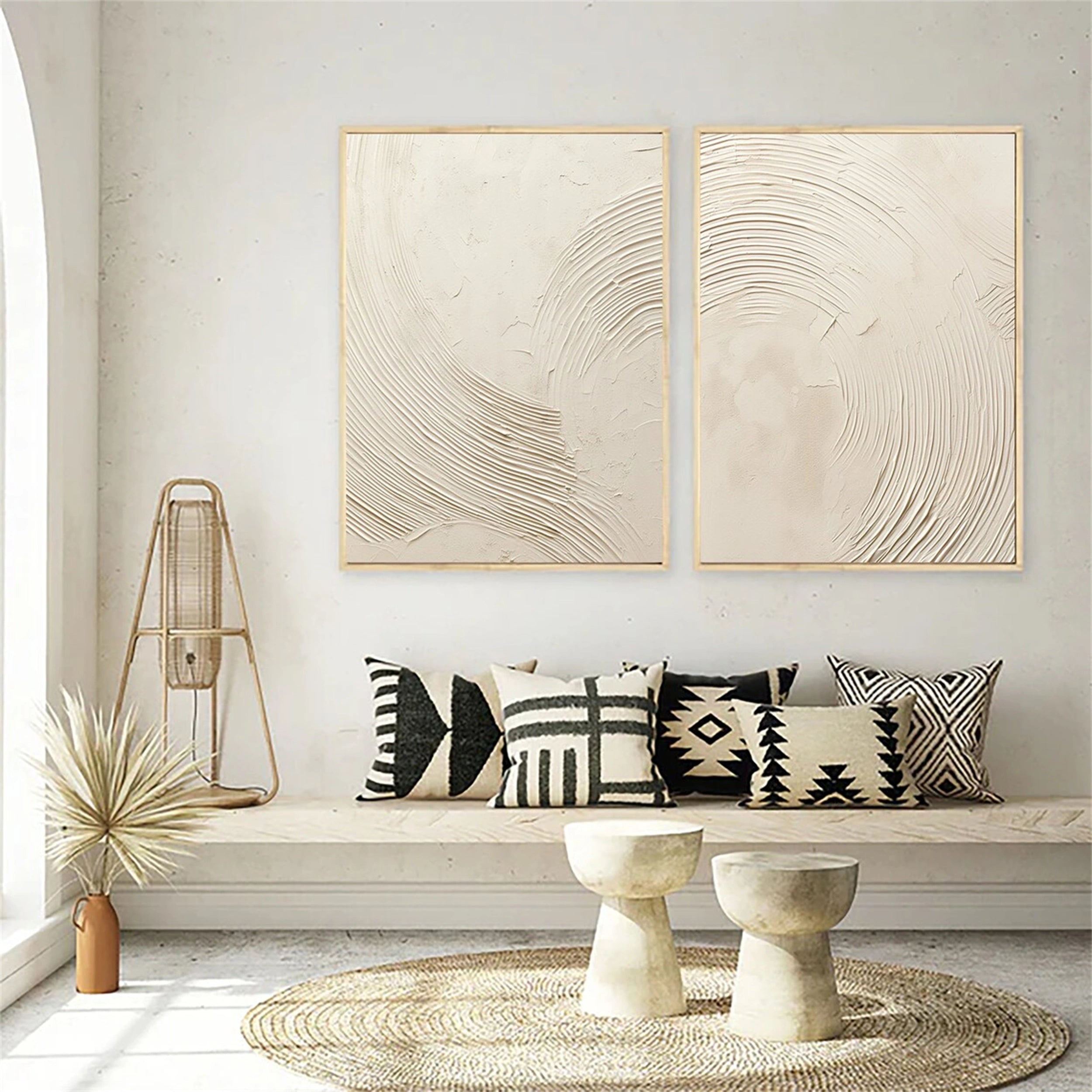 Beige & Brown Abstract Set of 2 #BB067