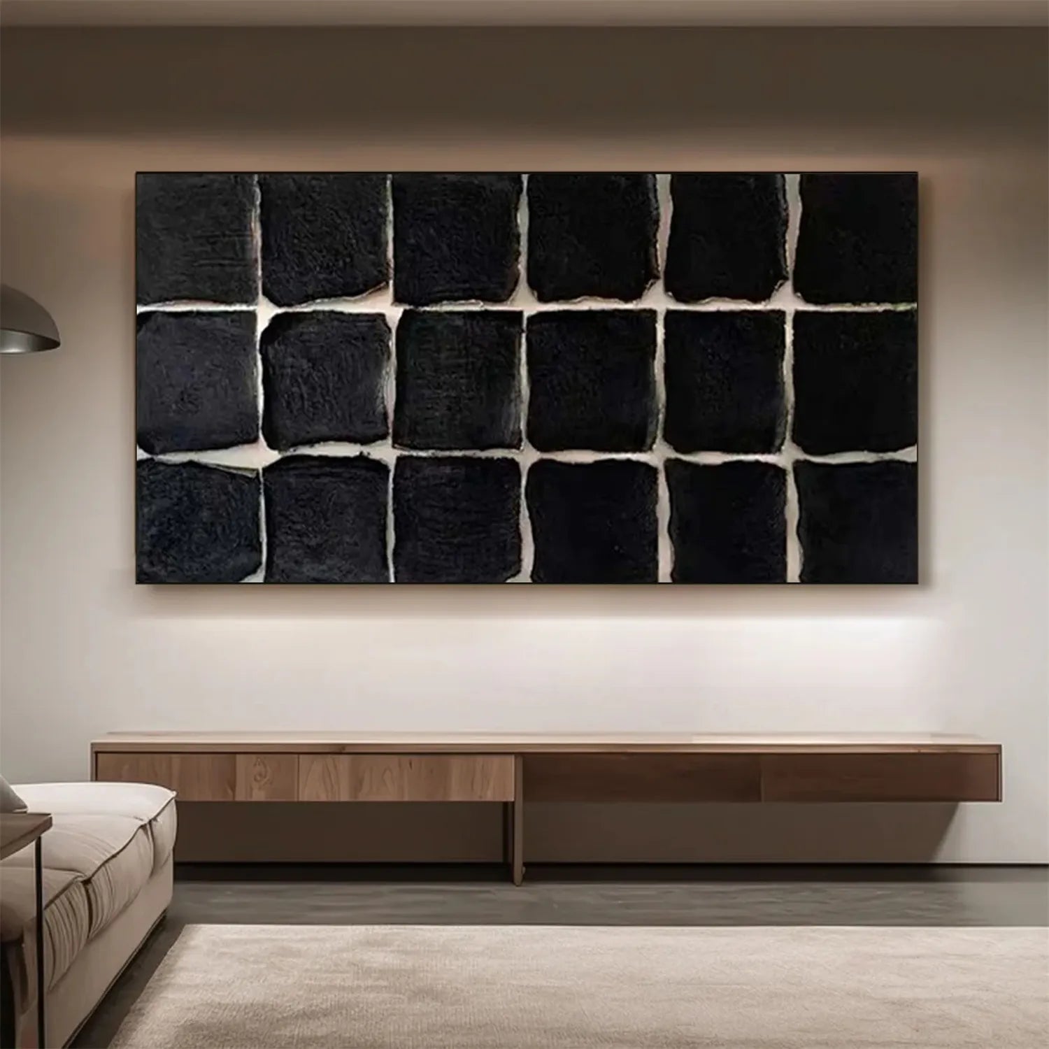 Black Minimalist Textured Painting Canvas #MZ116