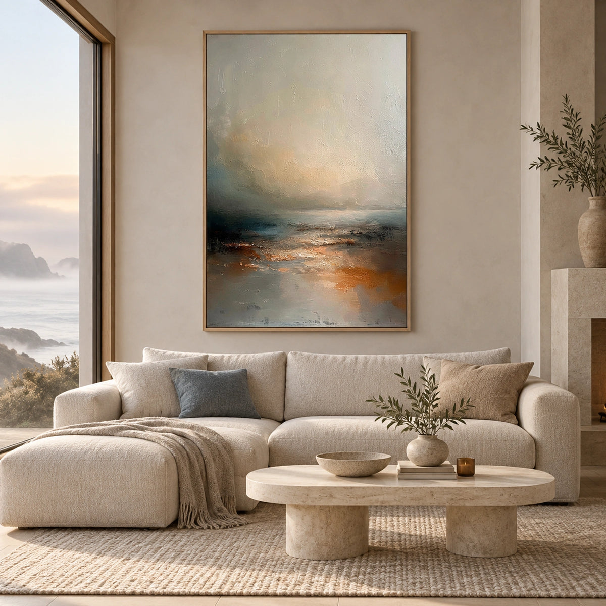 Ocean And Sky Abstract Texture Canvas Art #OS490