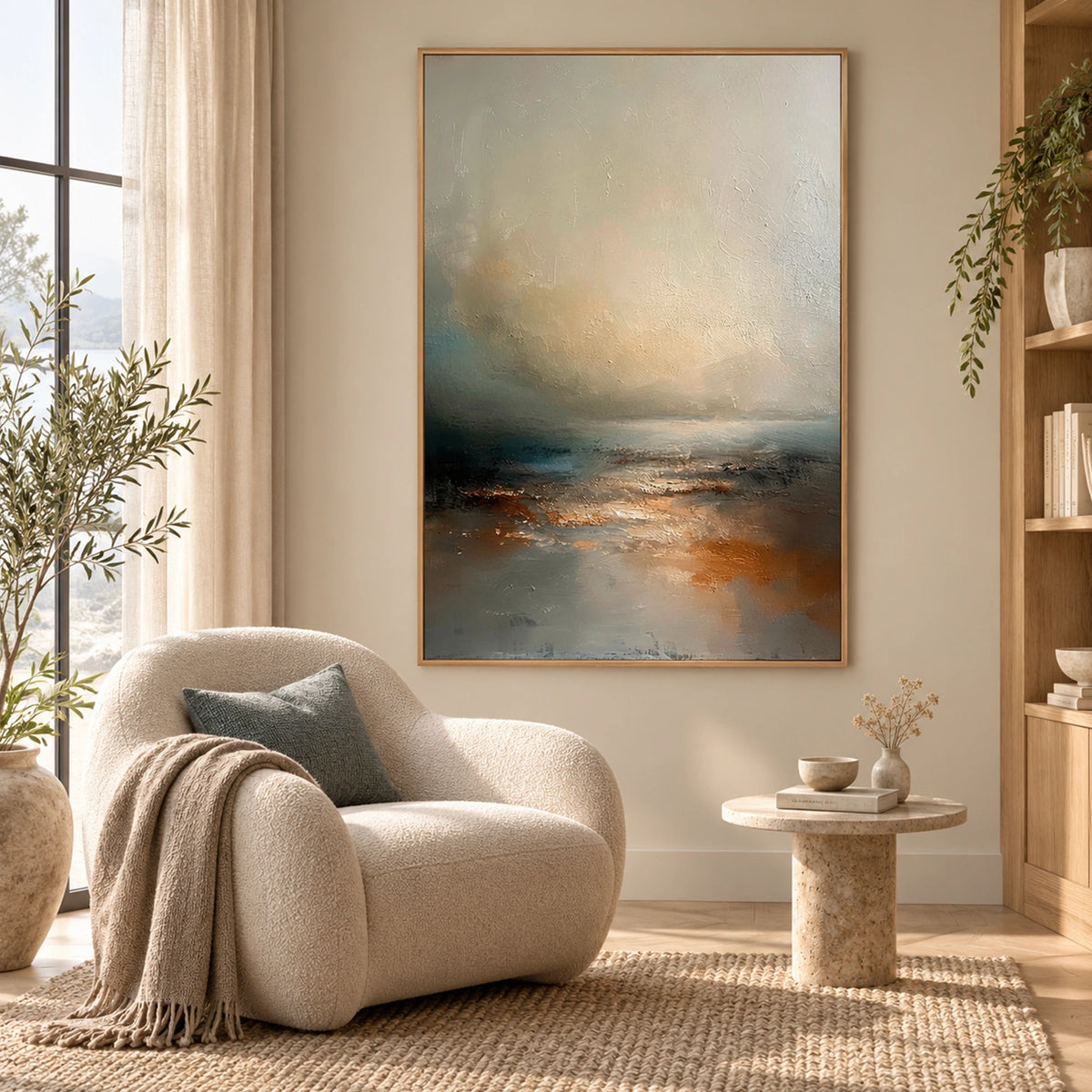 Ocean And Sky Abstract Texture Canvas Art #OS490