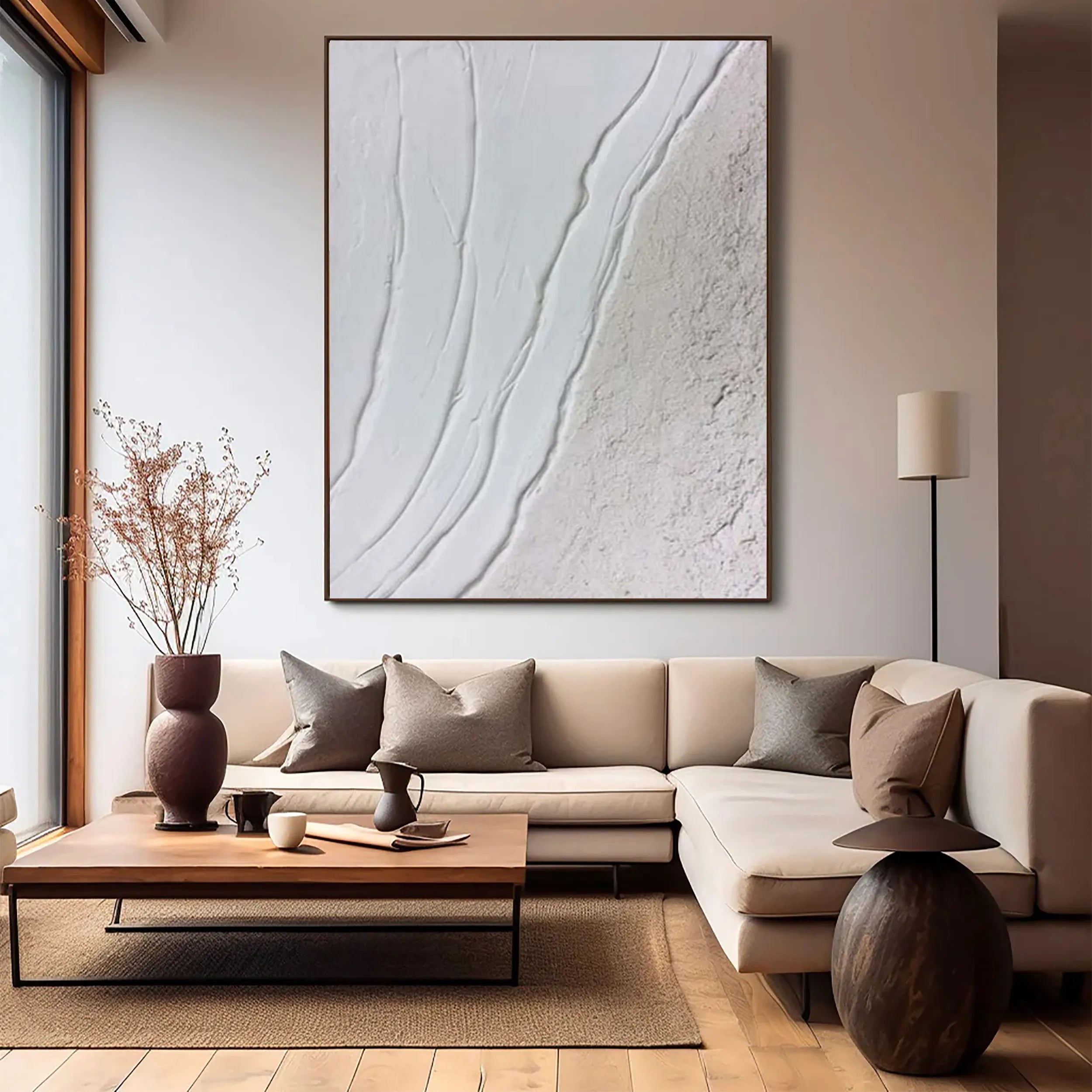 White Minimalist Textured Painting Canvas #MM170