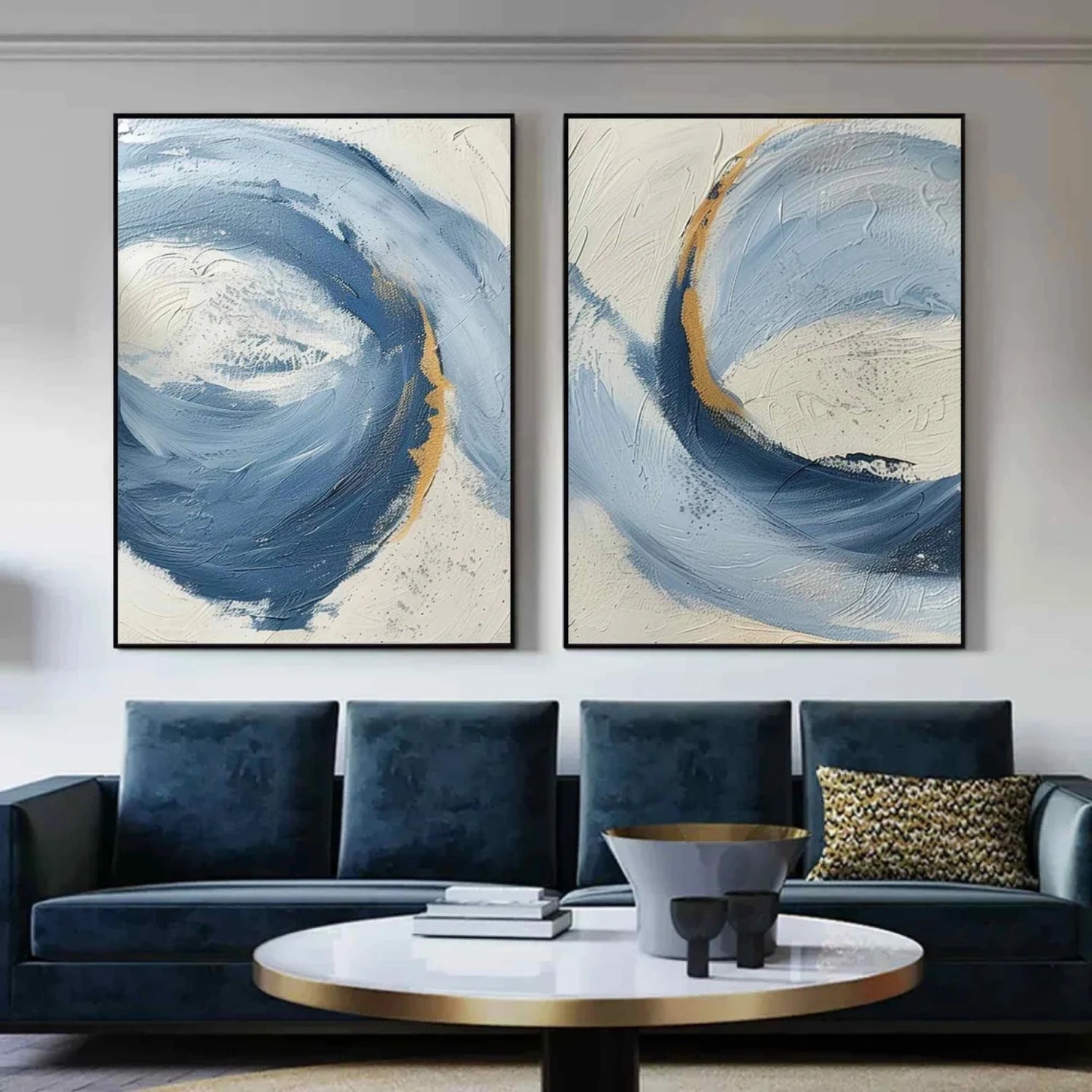 #CL-Custom Size Abstract Painting Square Set of 2 #AB 414