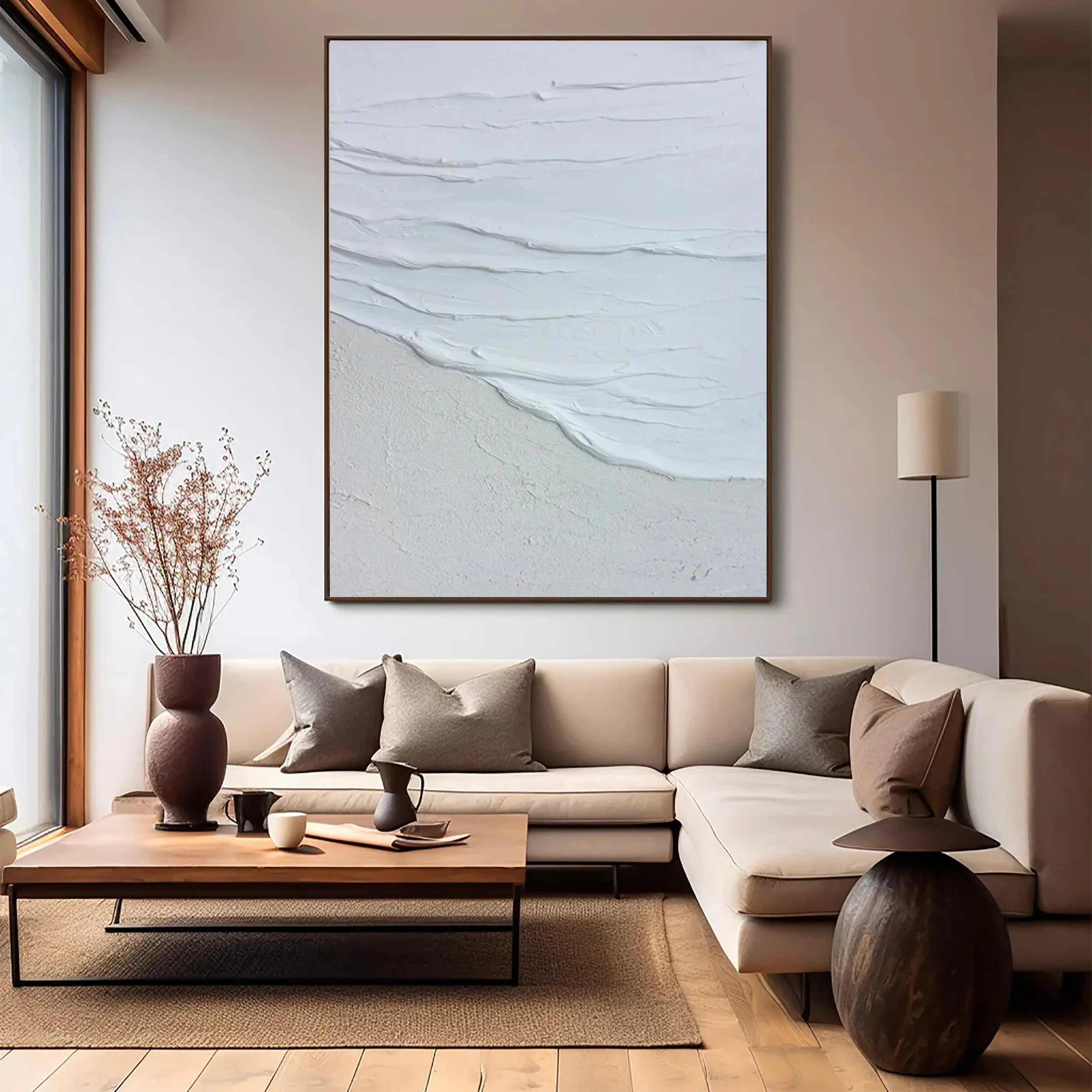 White Minimalist Textured Painting Canvas #MM168