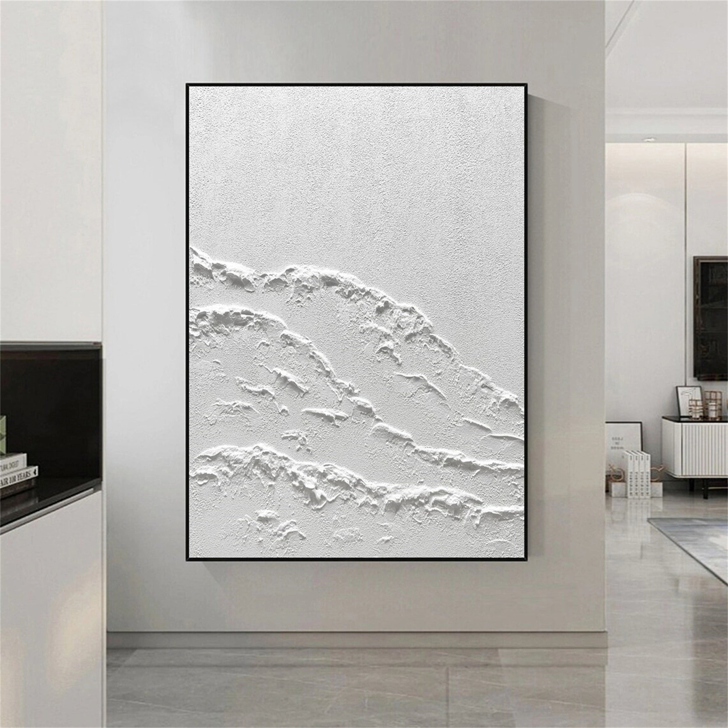 White Minimalist Textured Painting Canvas #MM101