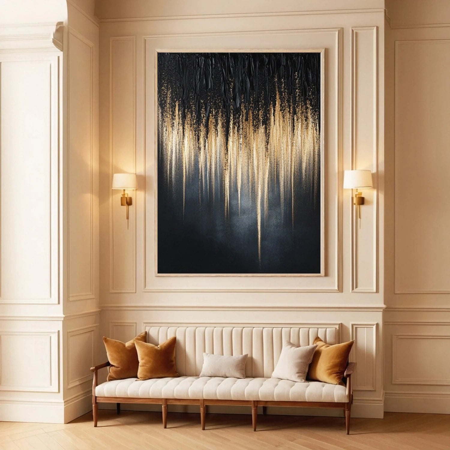 Black Gold Minimalist Textured Painting #MZ139