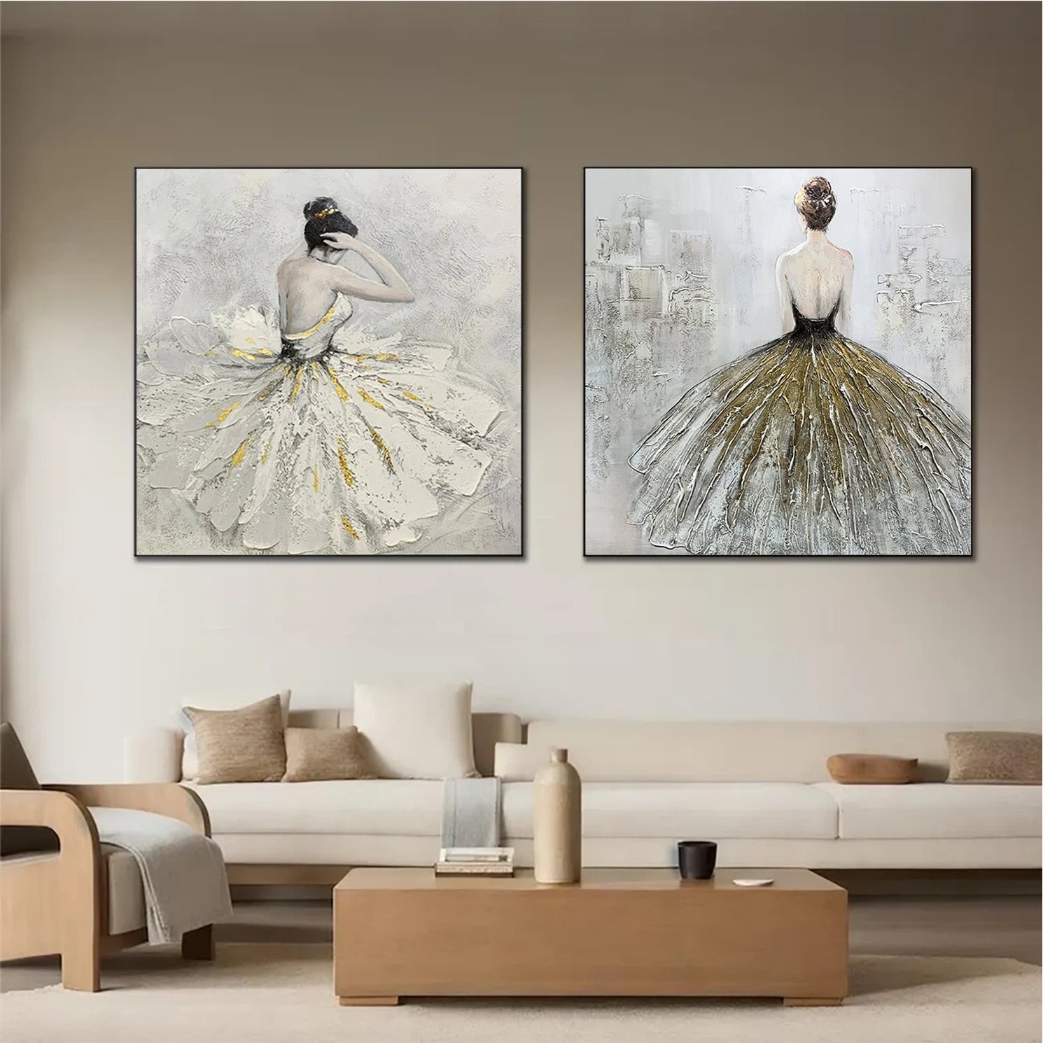 Abstract Portrait Texture Square Set of 2 Wall Art #PT010