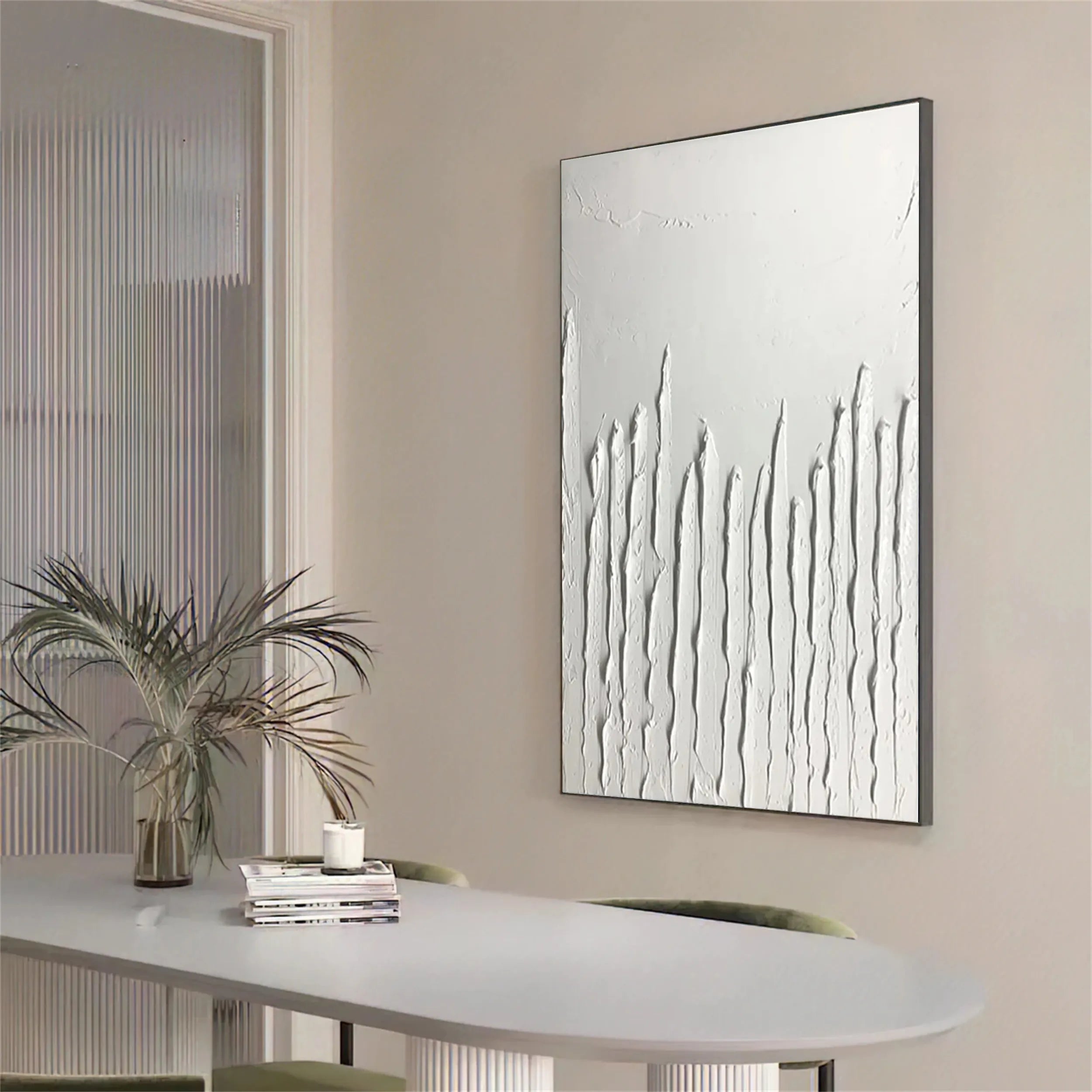 White Minimalist Textured Painting Canvas #MM178