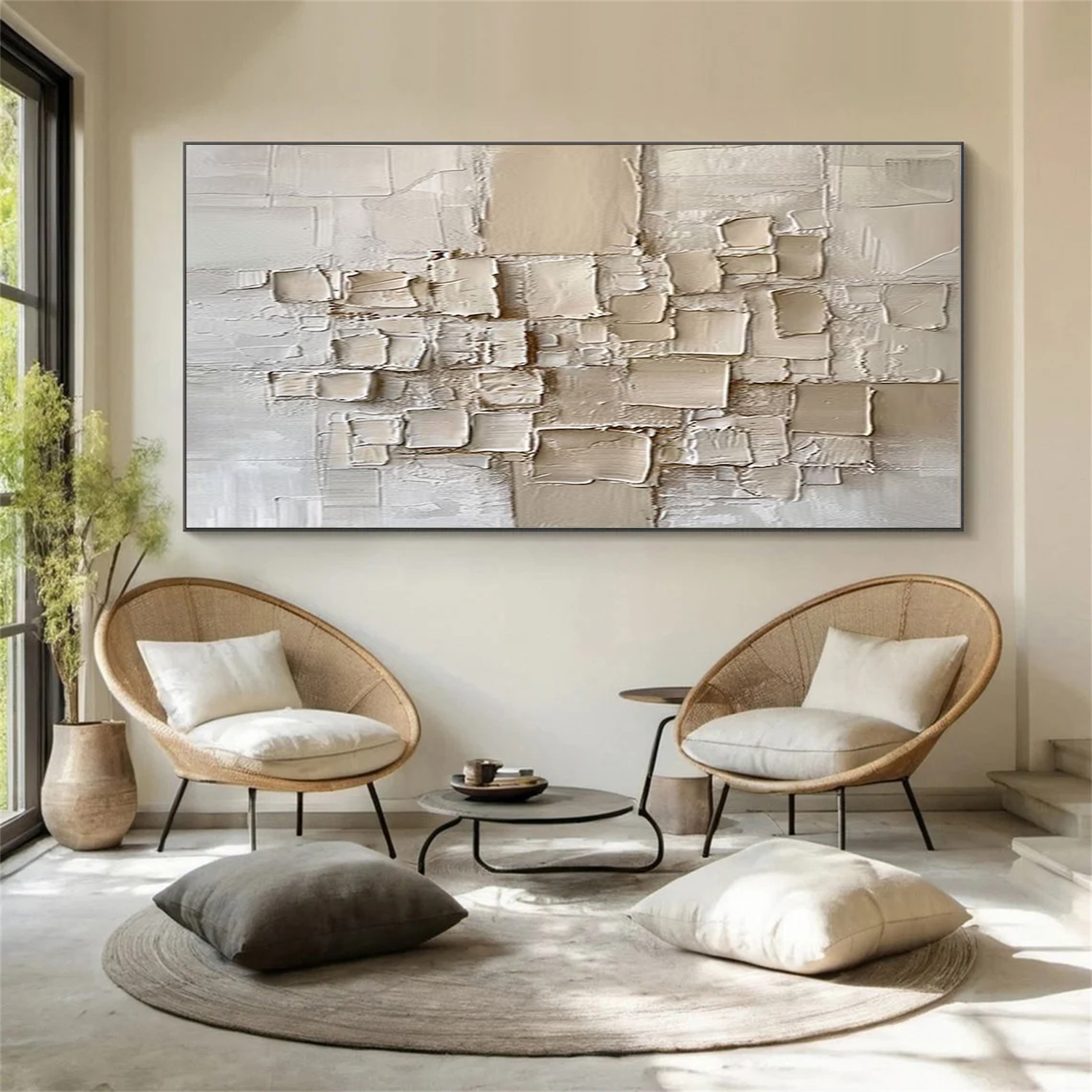 Beige Abstract Textured Wall Art #AB 553