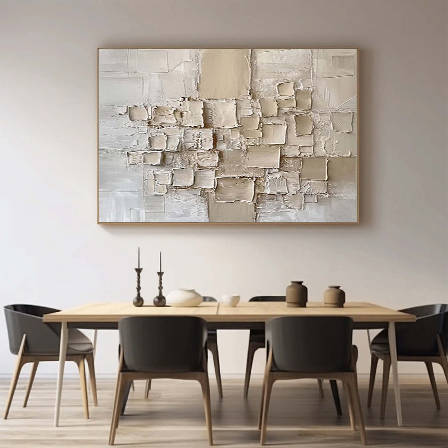 Beige Abstract Textured Wall Art #AB 553