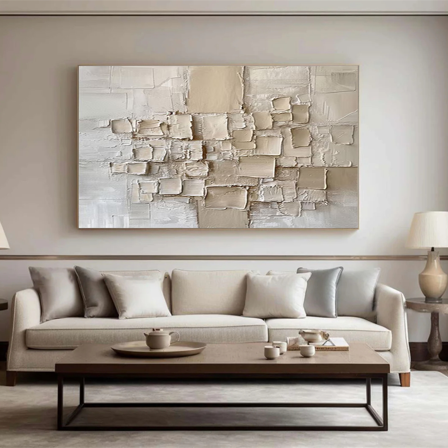 Beige Abstract Textured Wall Art #AB 553