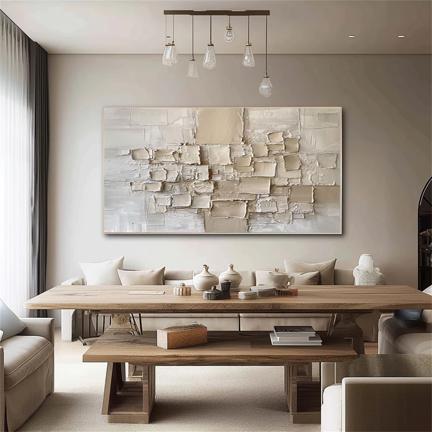 Beige Abstract Textured Wall Art #AB 553