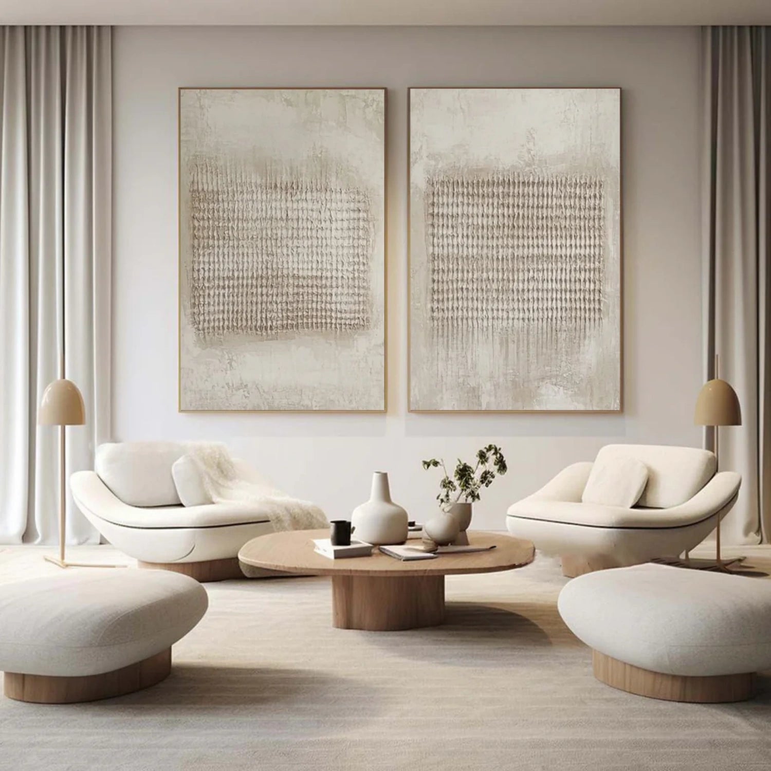 Beige & Brown Abstract Set of 2 #BB155