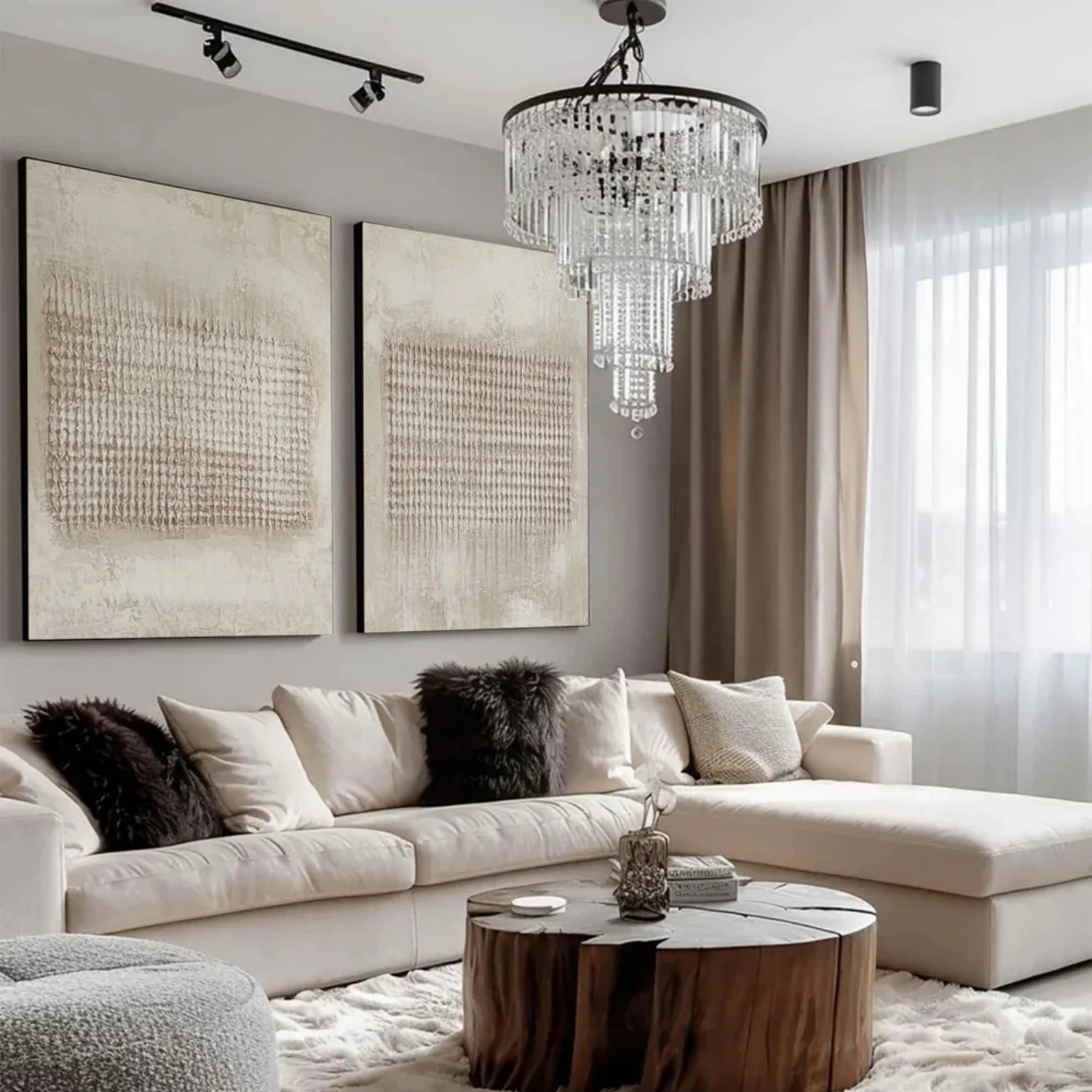 Beige & Brown Abstract Set of 2 #BB155