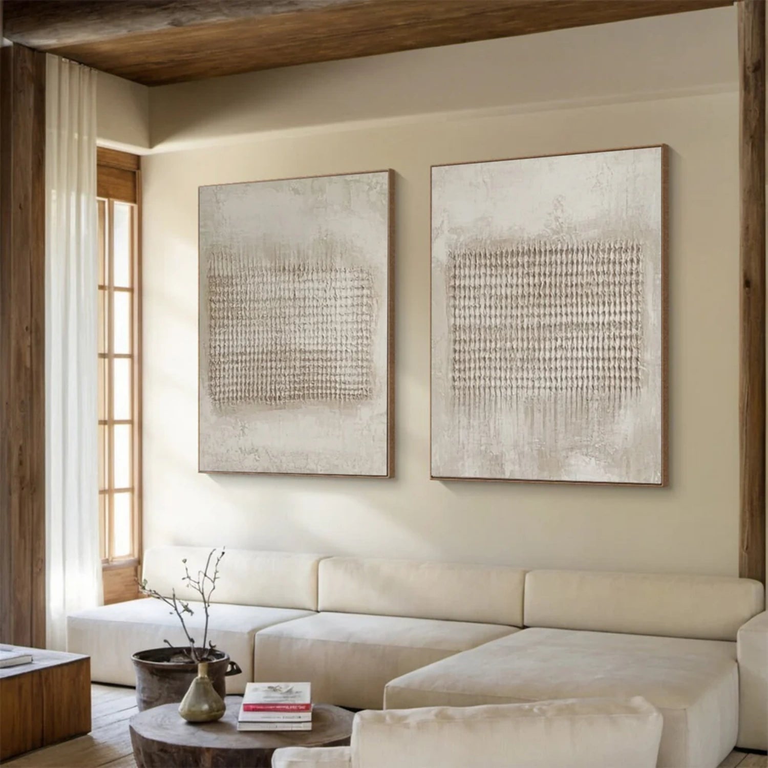 Beige & Brown Abstract Set of 2 #BB155