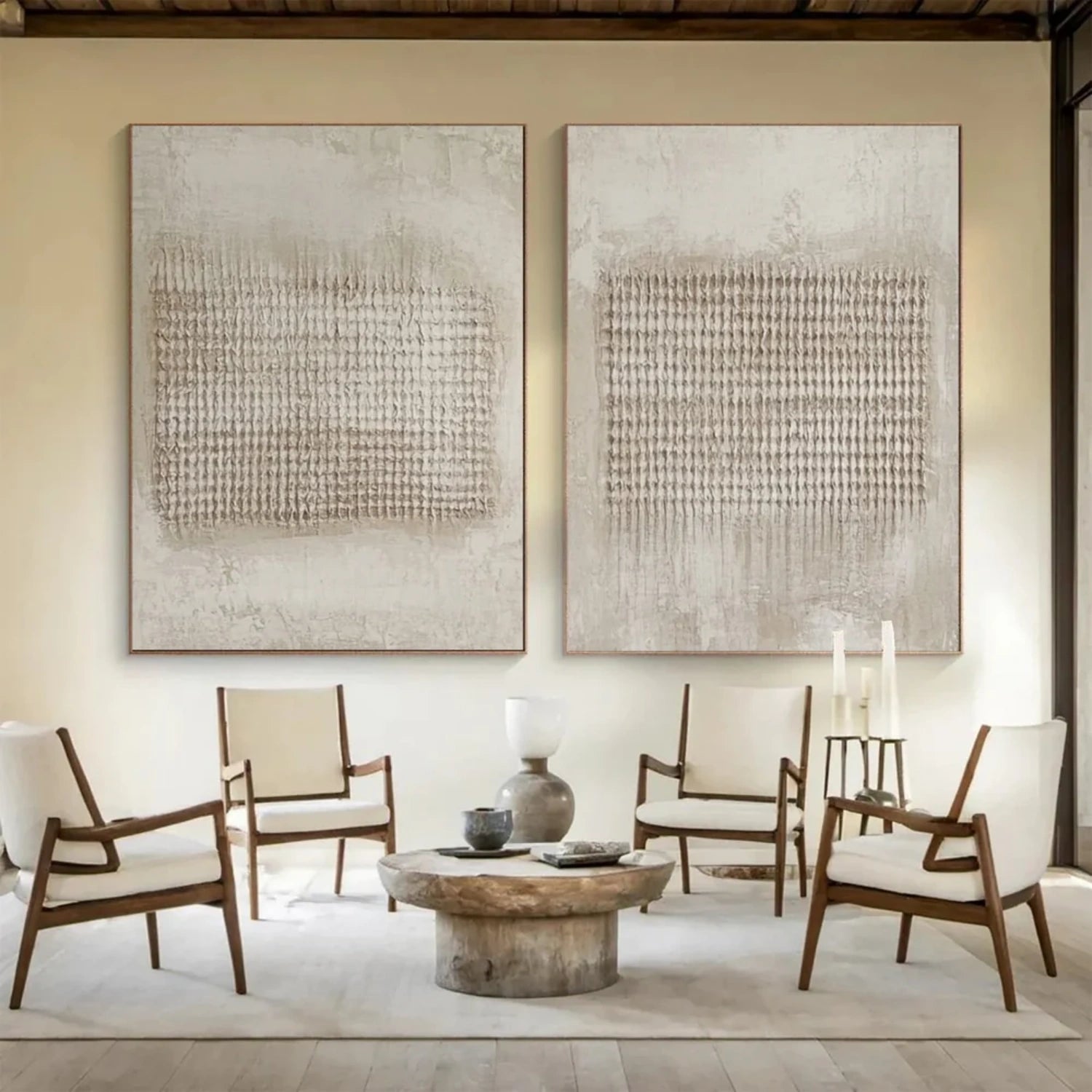 Beige & Brown Abstract Set of 2 #BB155