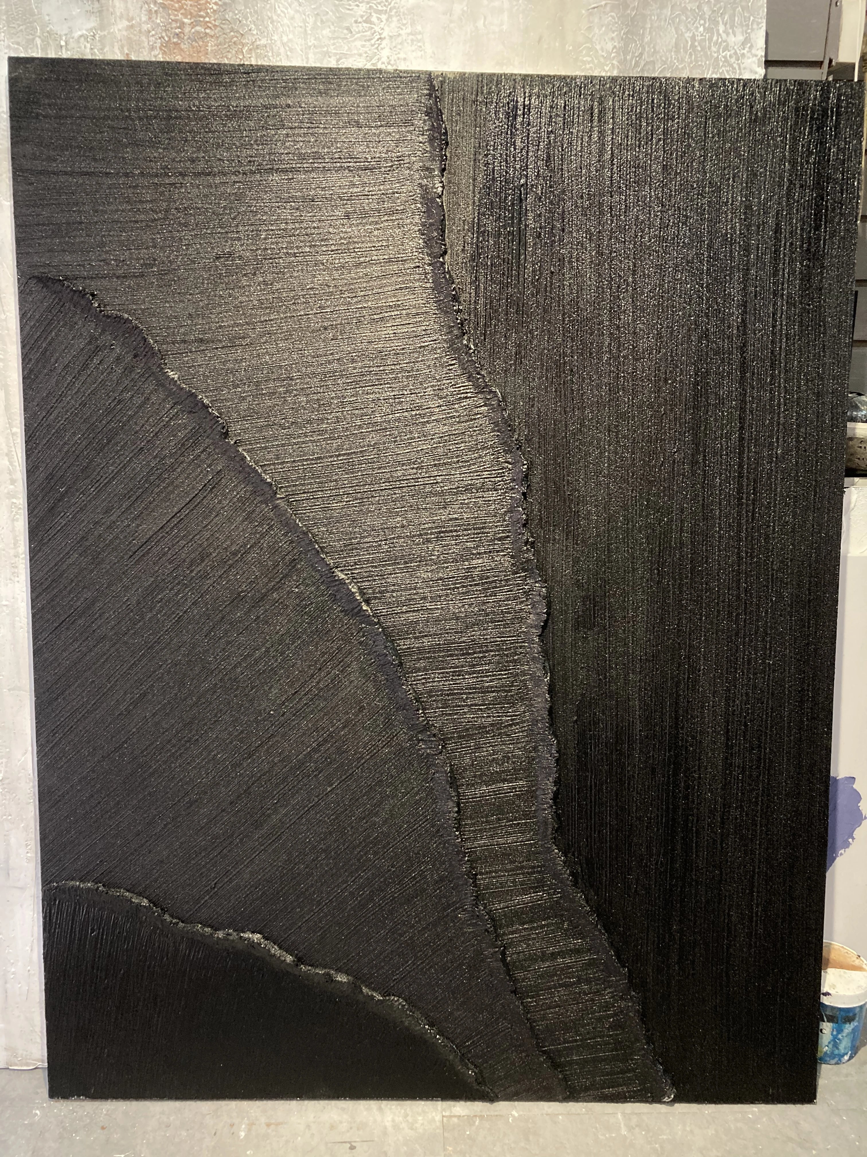 Black Minimalist Textured Painting Canvas #MZ005