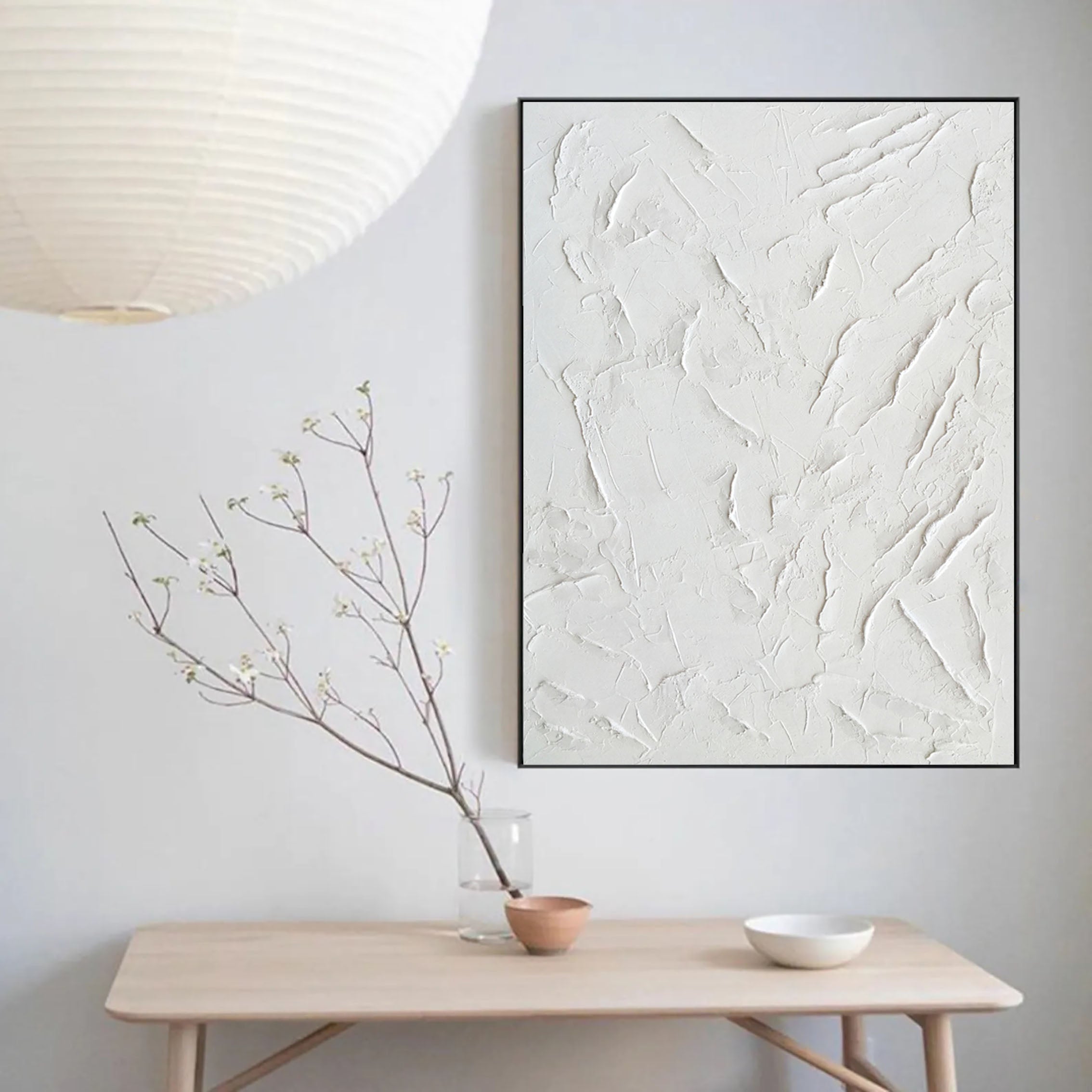 White Minimalist Textured Painting Canvas #MM072