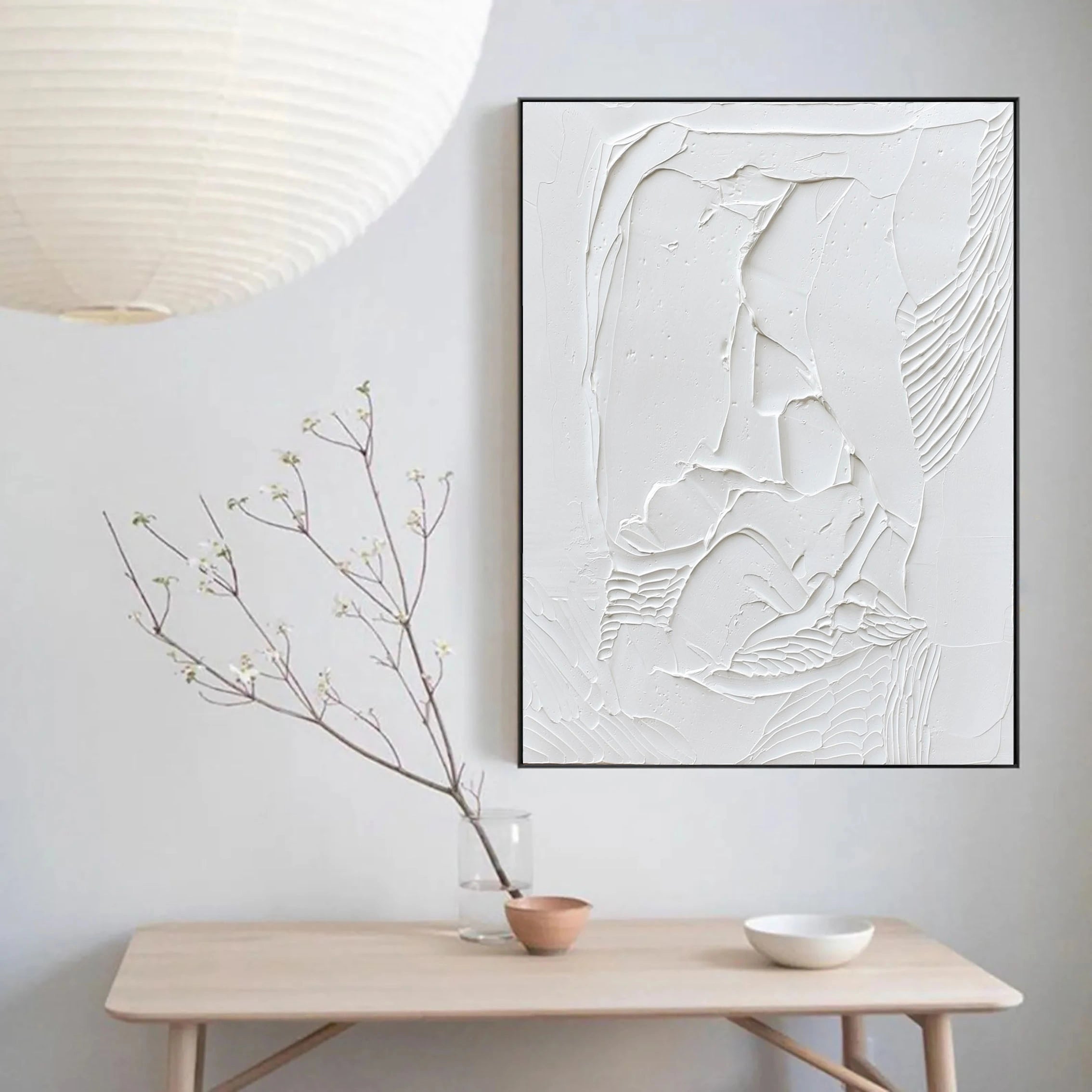 White Minimalist Textured Painting Canvas #MM007