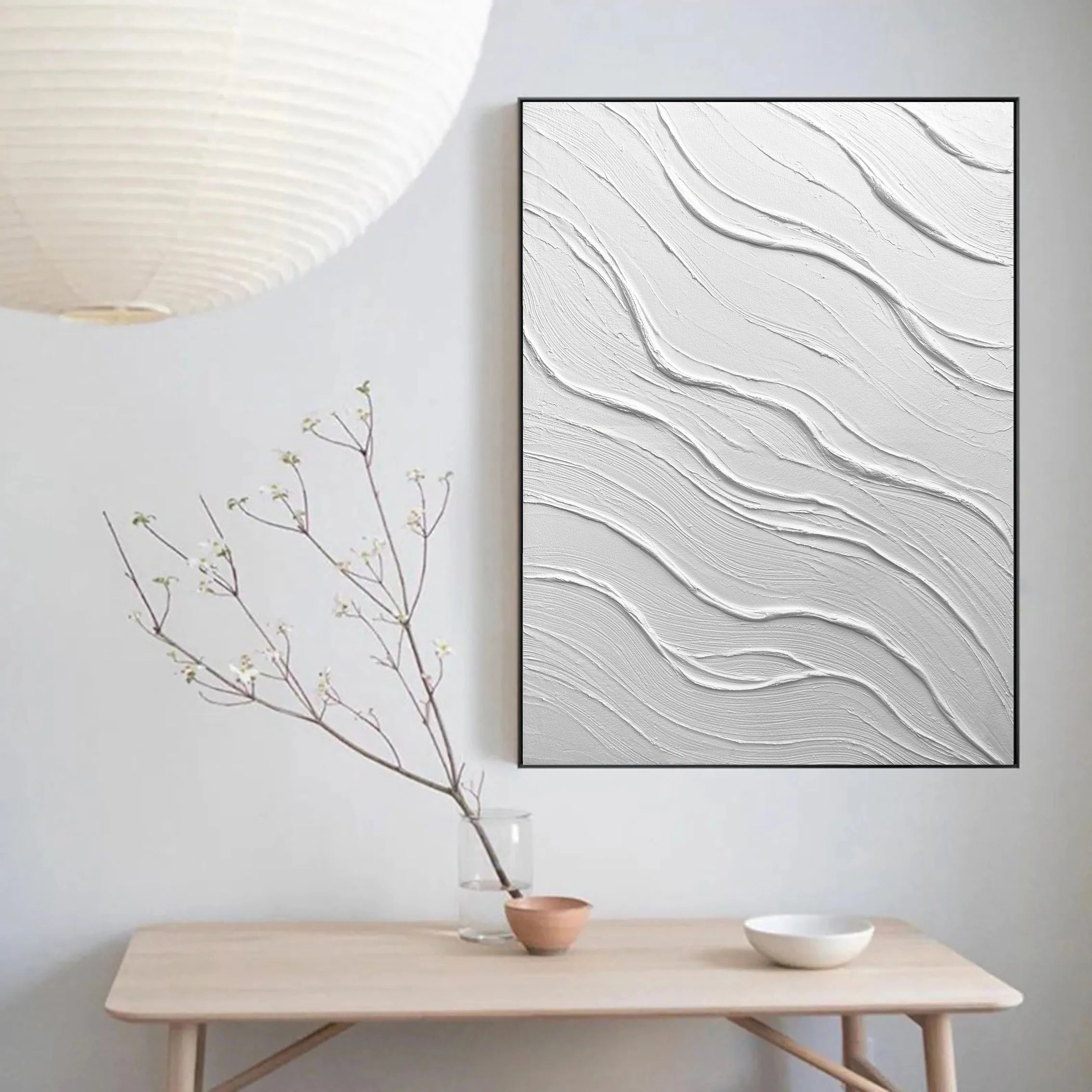 White Minimalist Textured Painting Canvas #MM015