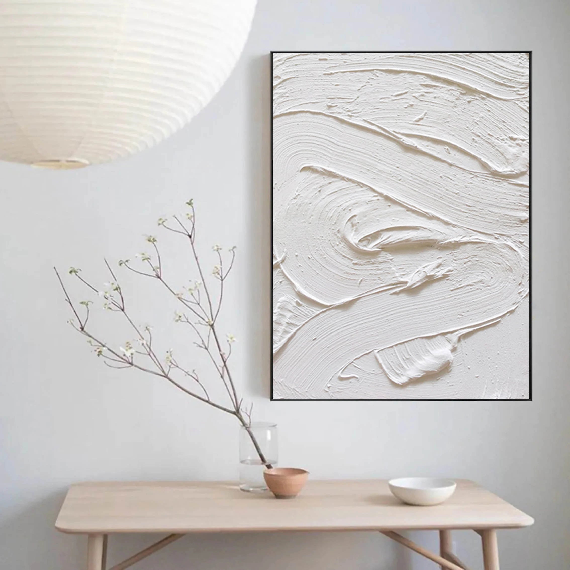 White Minimalist Textured Painting Canvas #MM005