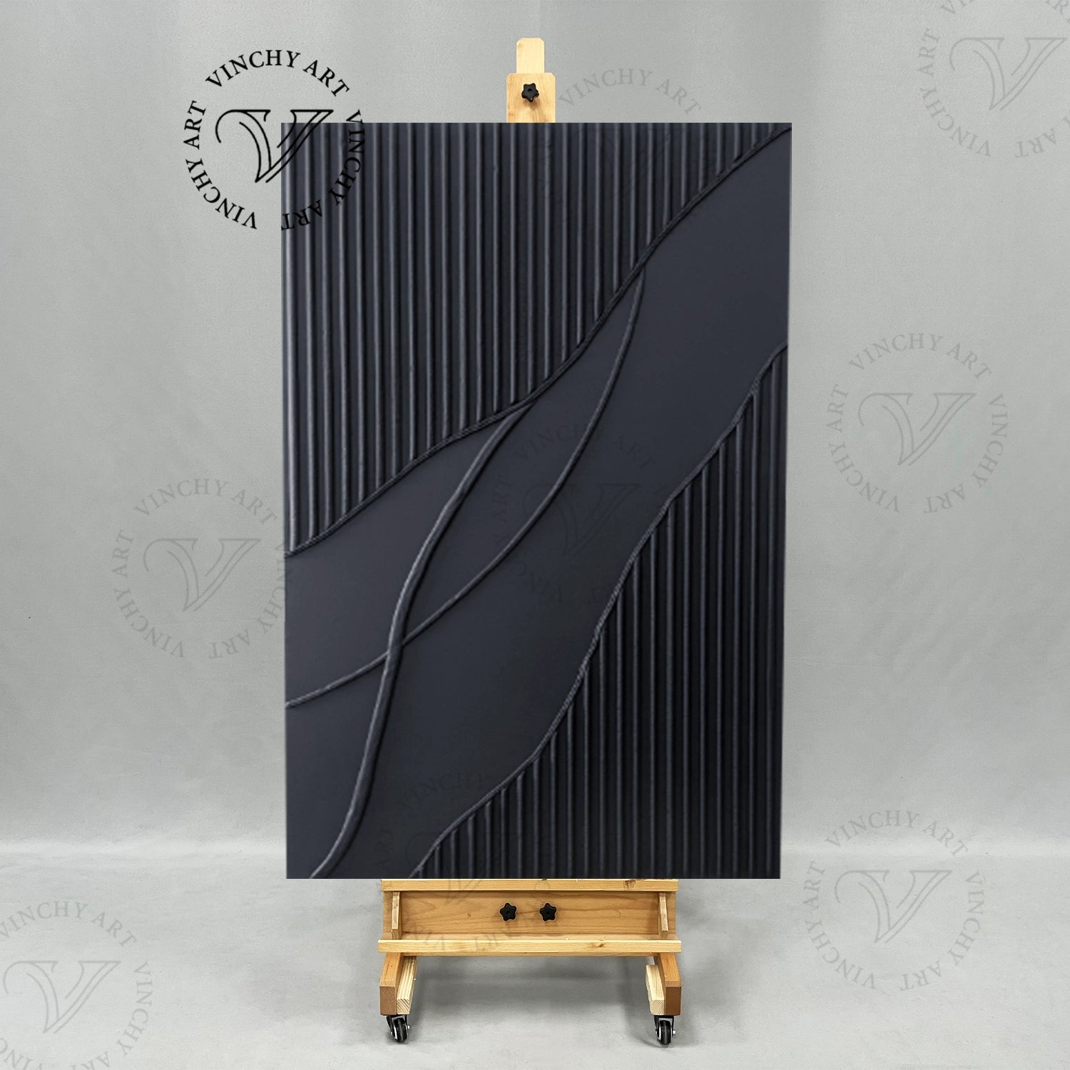 #CL-Custom Size Black Plaster Art Minimalist Textured Painting #MZ030