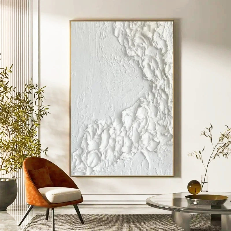 White Minimalist Textured Painting Canvas #MM022
