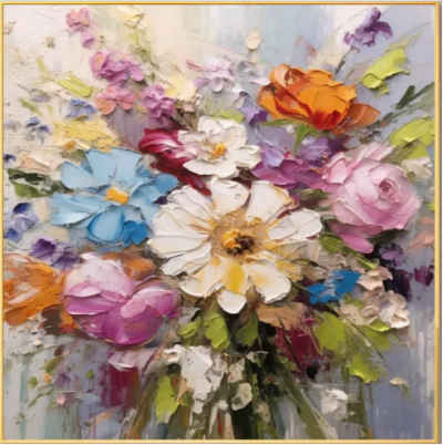 Custom Square Flower And Tree Painting #FT 185