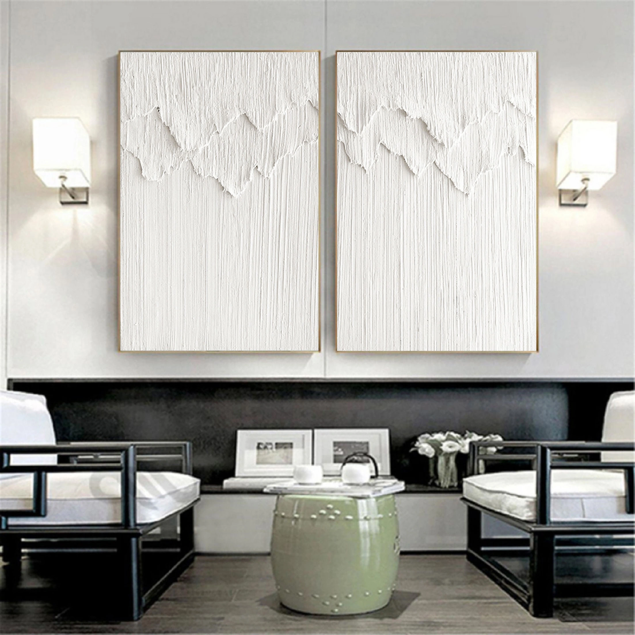 Plaster Art Minimalist Textured Paintings Set of 2 #MM064