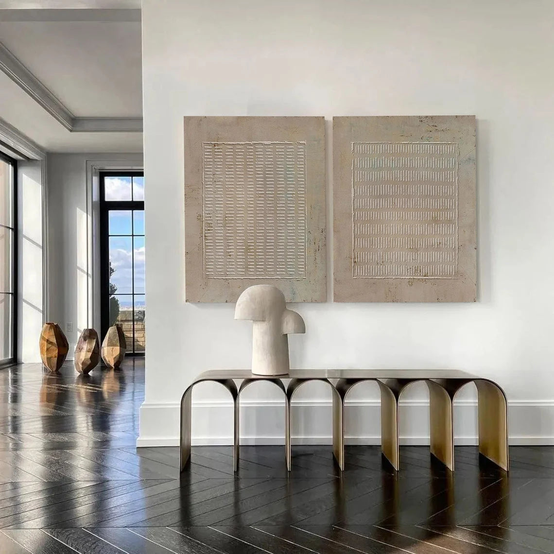 Beige & Brown Abstract Textured Set of 2 Wall Art #BB166