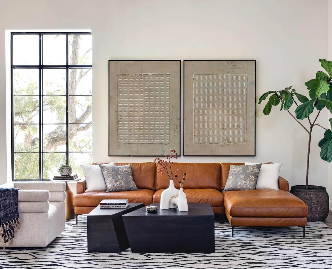 Beige & Brown Abstract Textured Set of 2 Wall Art #BB166