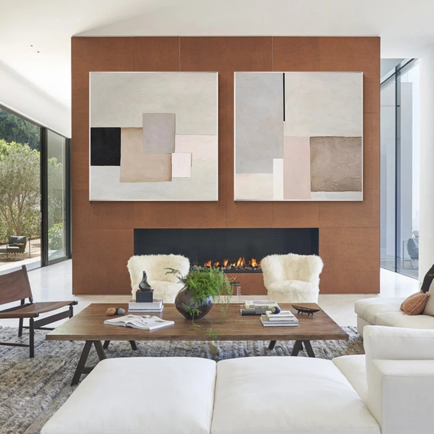 Abstract Square Set of 2 Wall Art #AB 498
