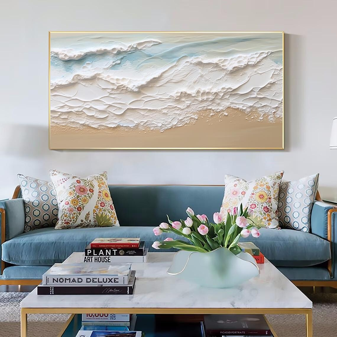 Ocean And Sky Abstract Textured Canvas Art #OS 293