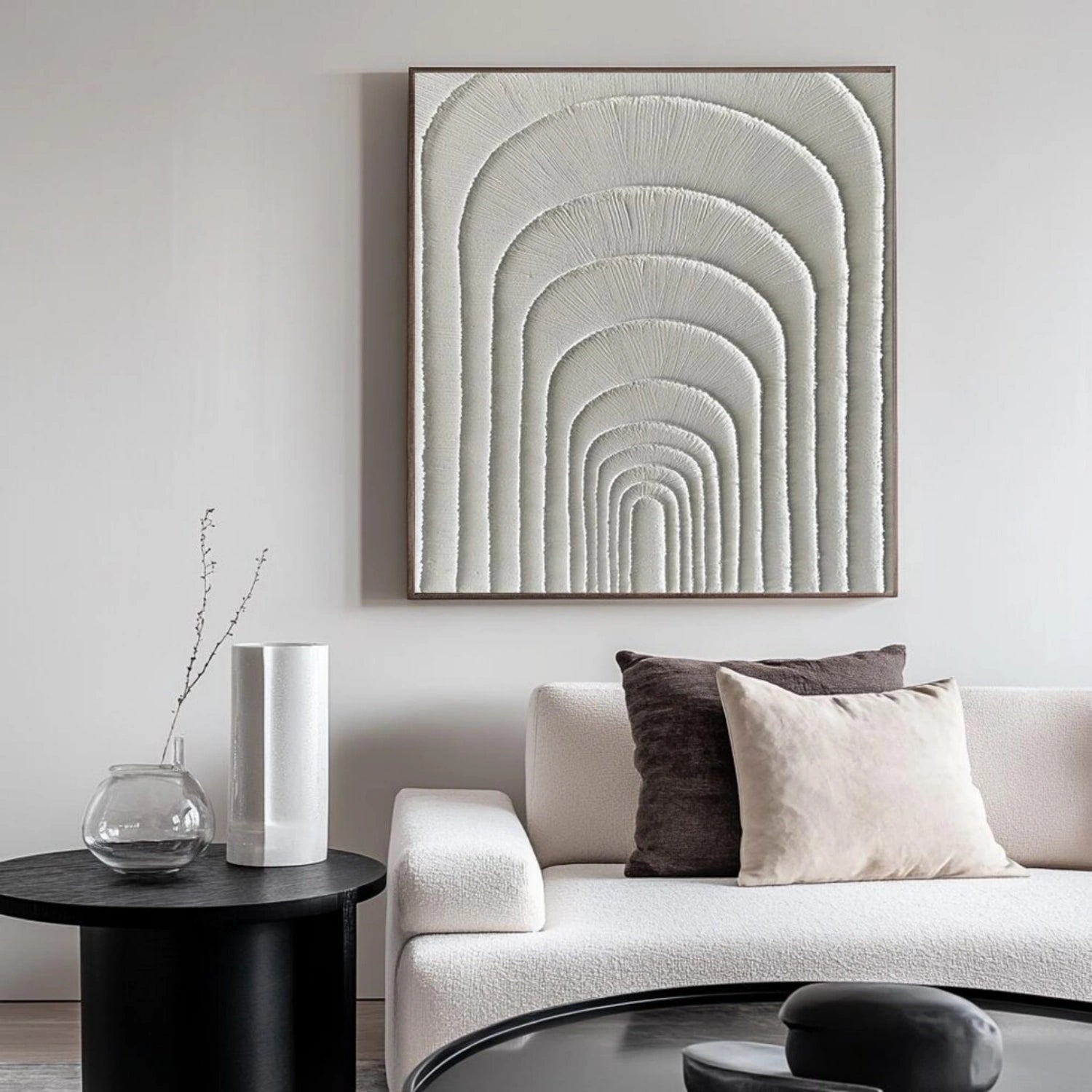White Plaster Art Minimalist Textured Paintings Canvas #MM315