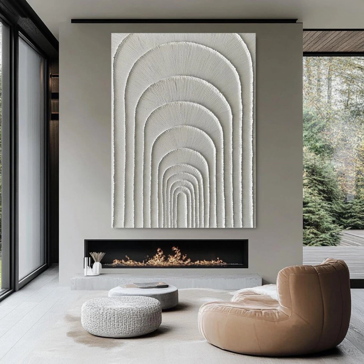 White Plaster Art Minimalist Textured Paintings Canvas #MM315