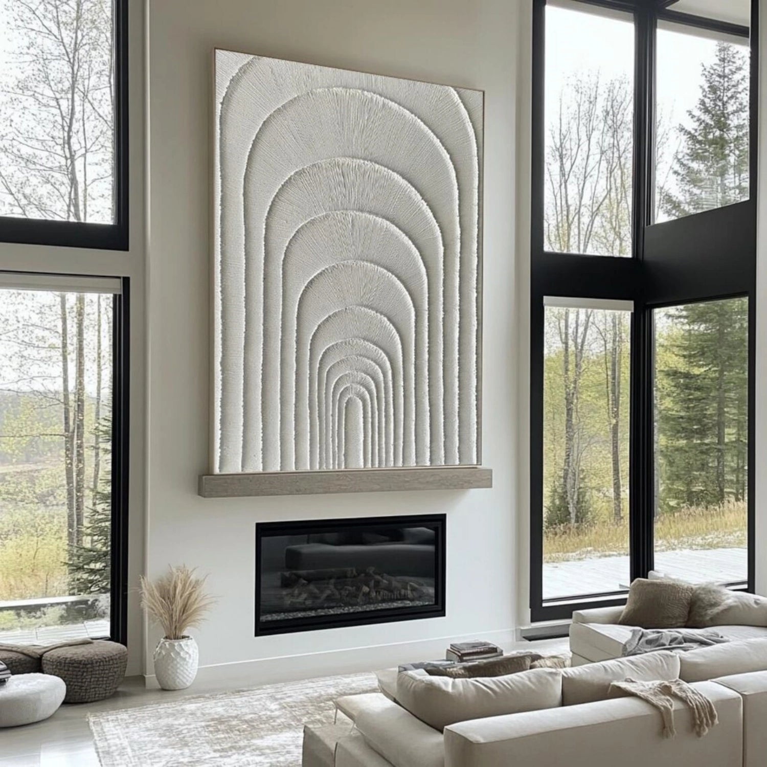 White Plaster Art Minimalist Textured Paintings Canvas #MM315