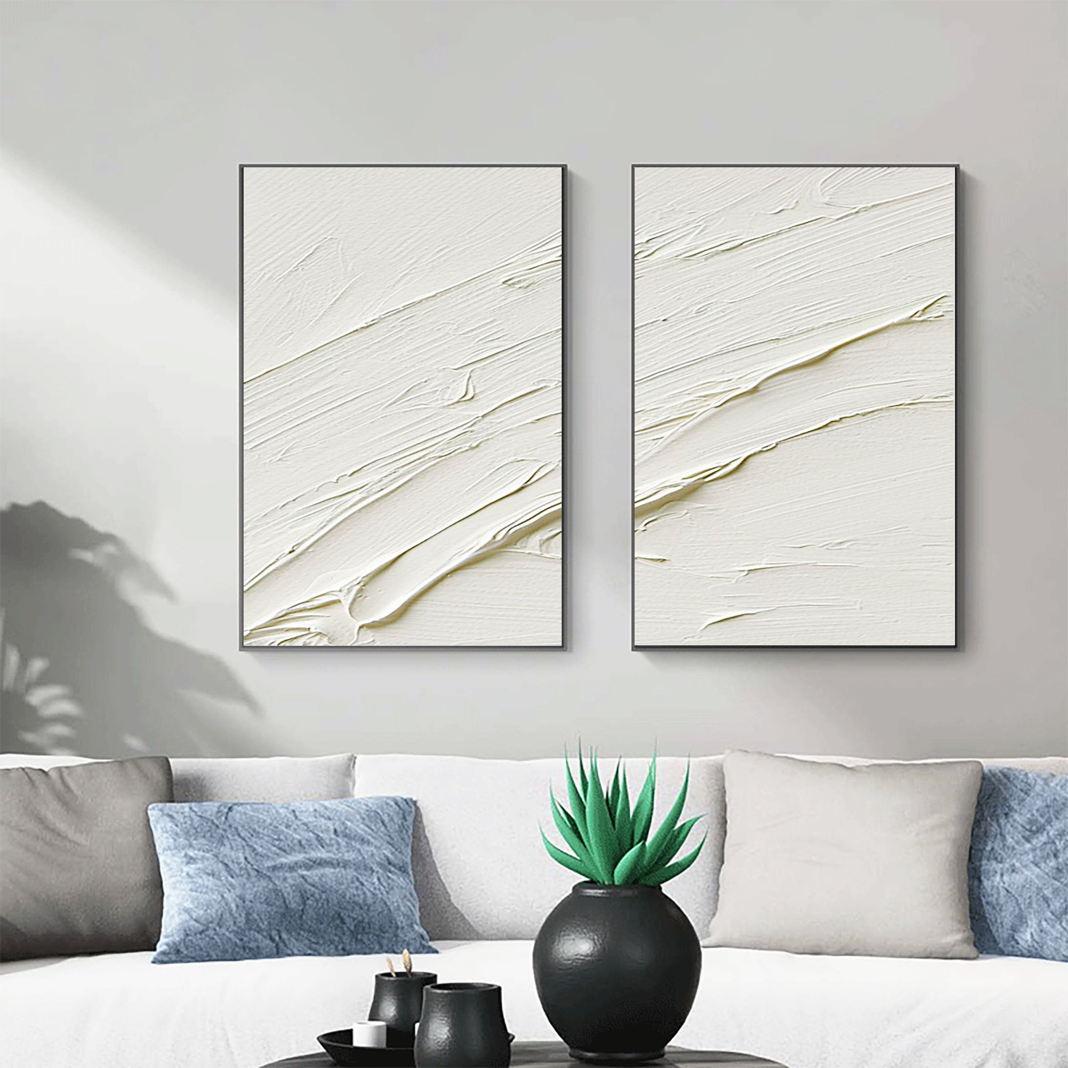 Plaster Art Minimalist Textured Painting Set of 2 #MM088